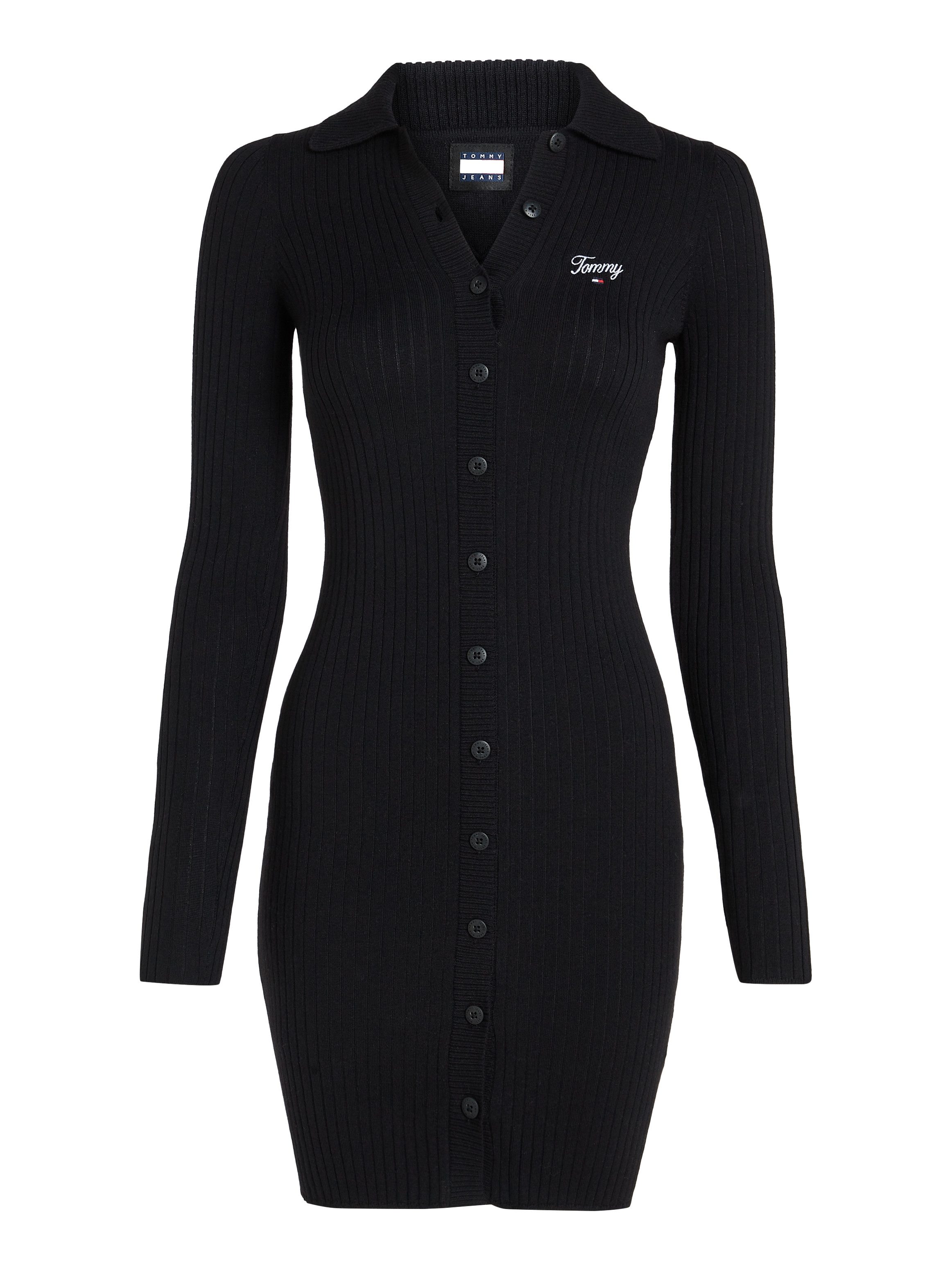 TOMMY JEANS Polojurk TJW SCRIPT POLO SWEATER DRESS met tommy jeans script logo-opdruk