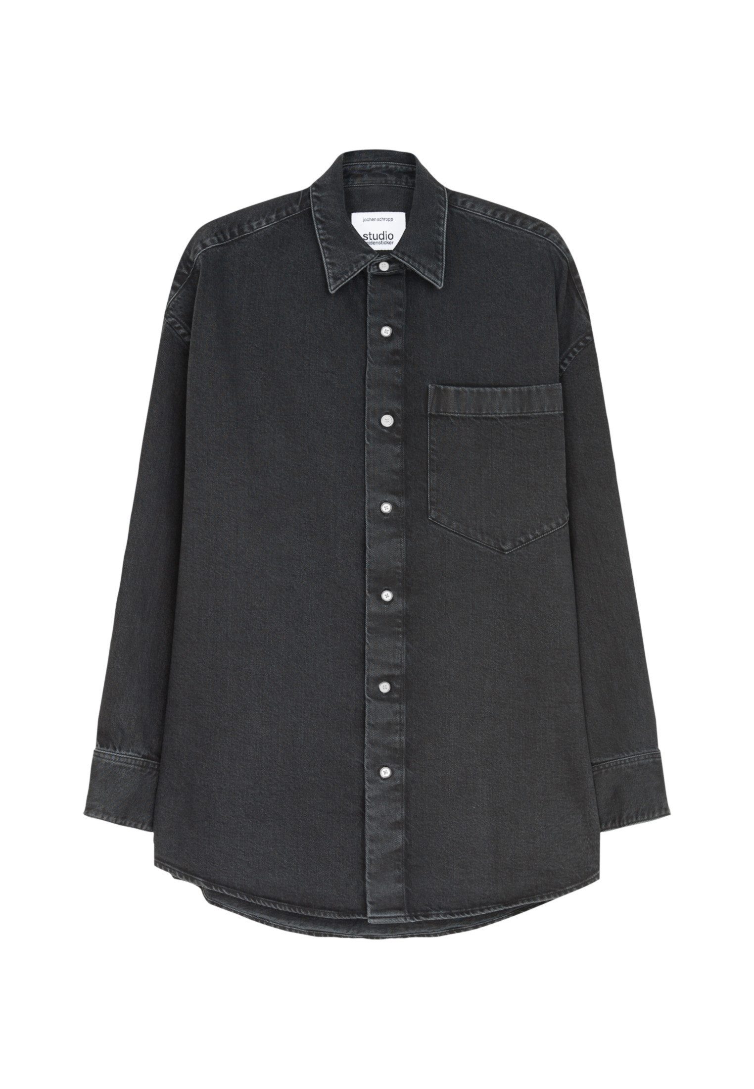 studio seidensticker Jeans overhemd Studio Oversized langarm kentkraag effen
