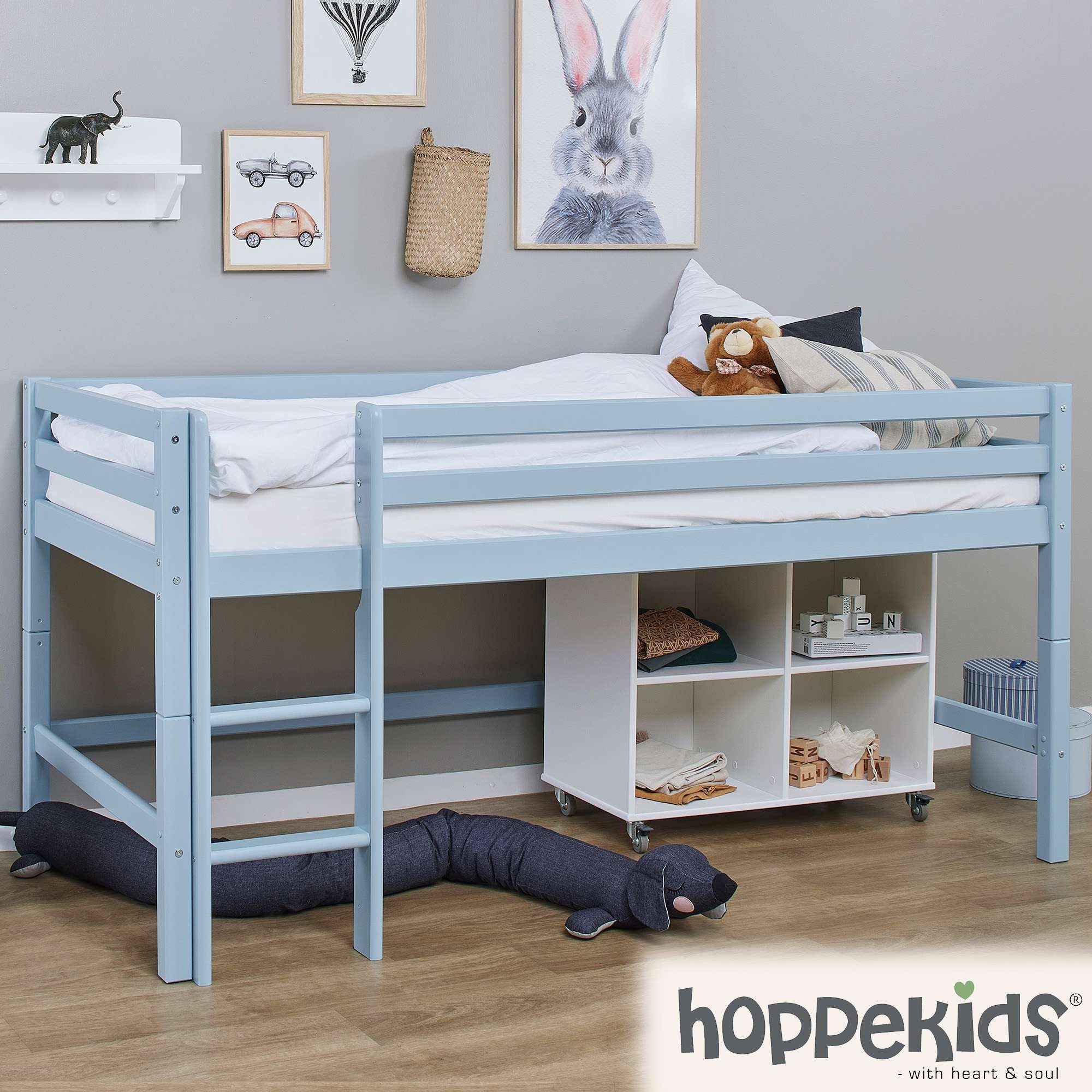 Hoppekids Hoogslaper ECO Dream MY COLOR 90x200, om te bouwen tot een eenpersoonsbed, 4 kleuren (set)