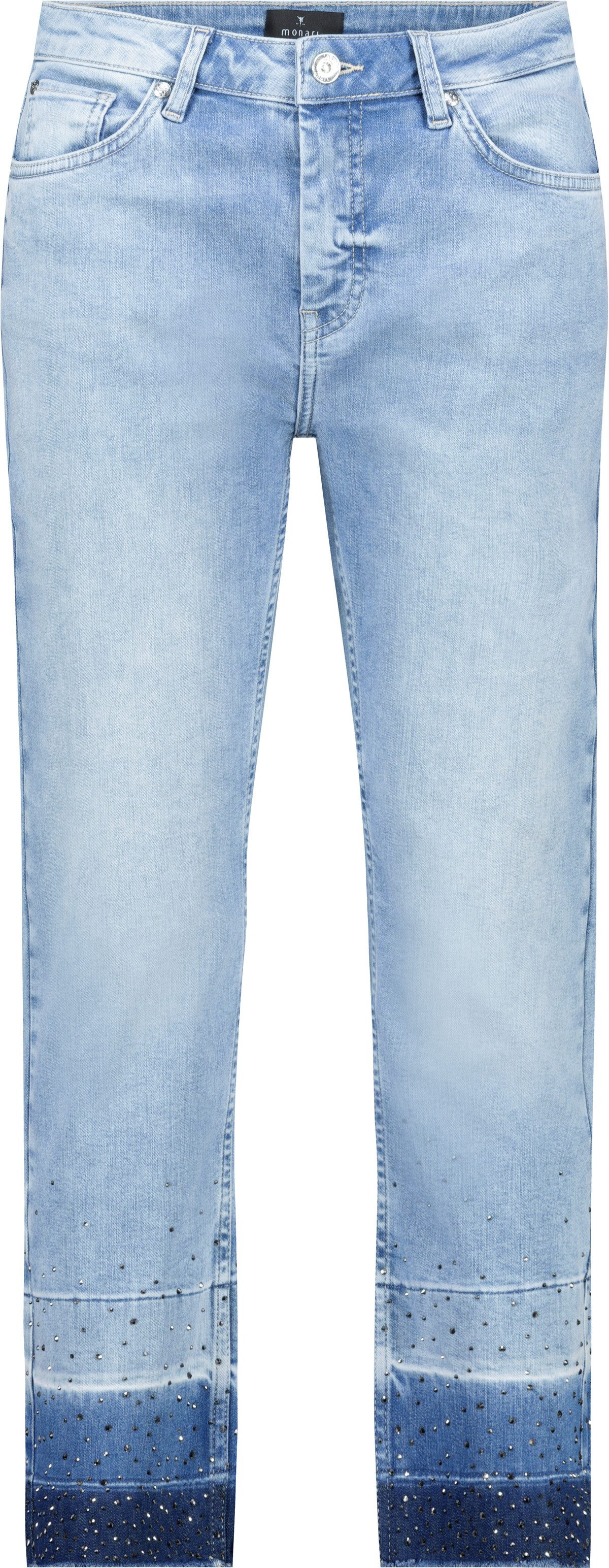 Monari 7/8 jeans met glinstersteentjes