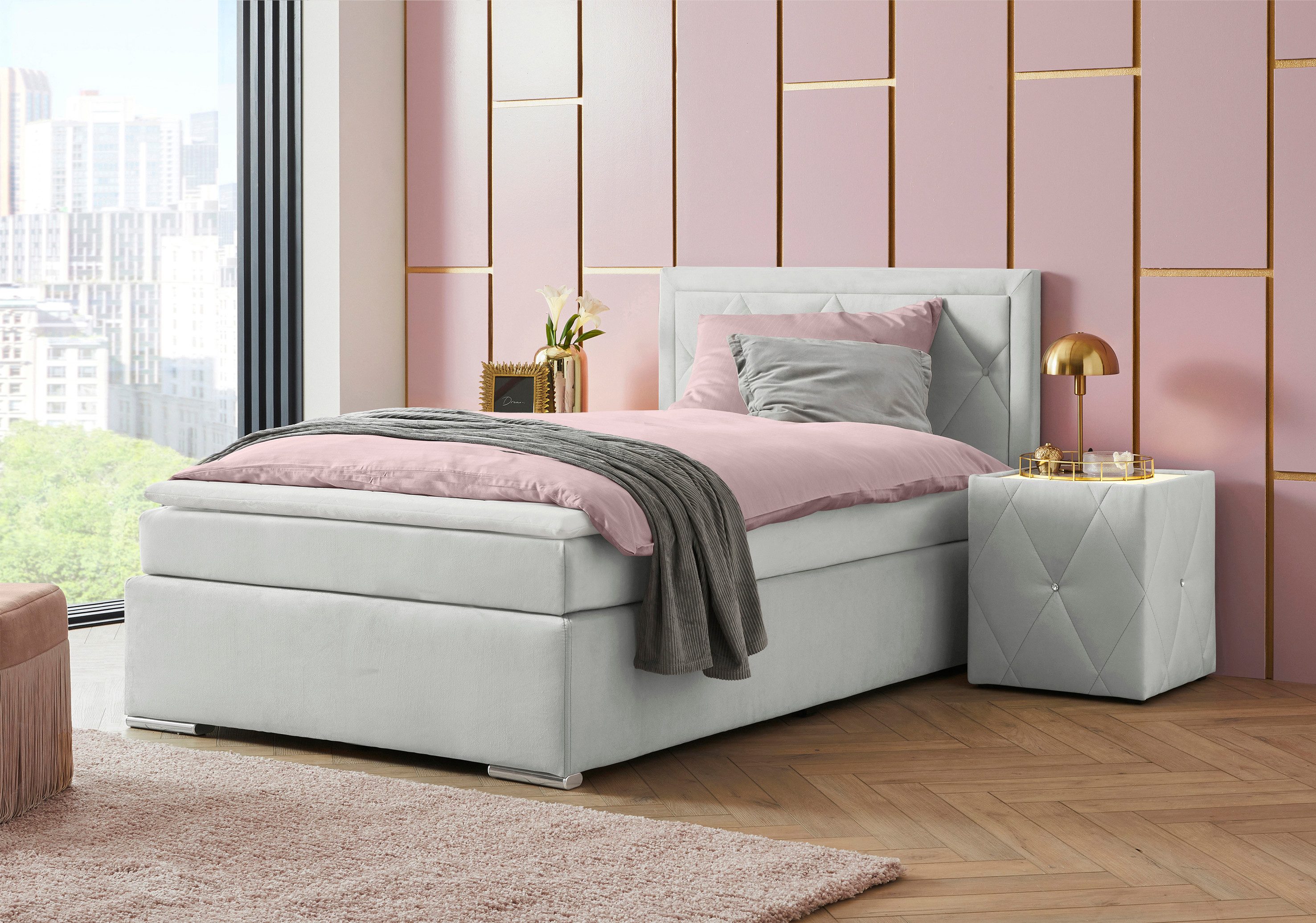 Leonique Boxspring Alfie, bestseller, optioneel met bedlade met capitonnage in het hoofdbord, h2, h3 en h4 ter keuze