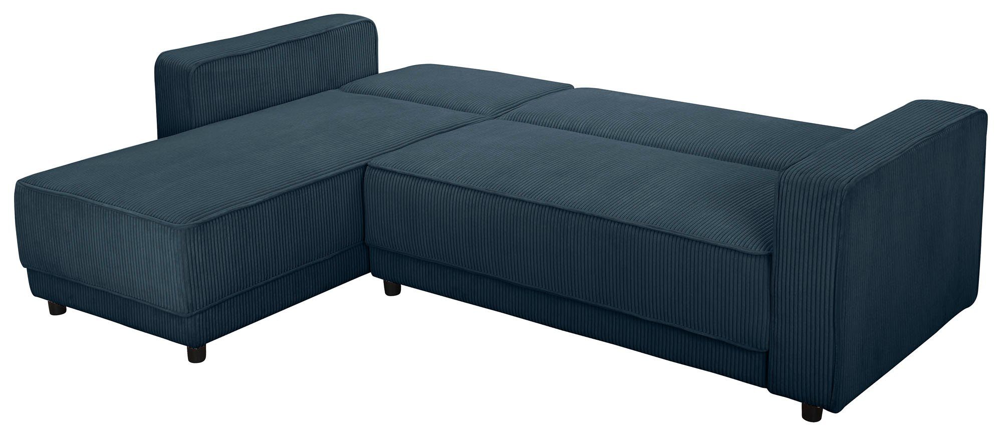 Dorel Home Hoekbank Allie slaapbank 230 cm met relaxfunctie in de rugleuning Slaapbank functie (108/194,5 cm), trendy ribfluweel of onderhoudsvriendelijk velours