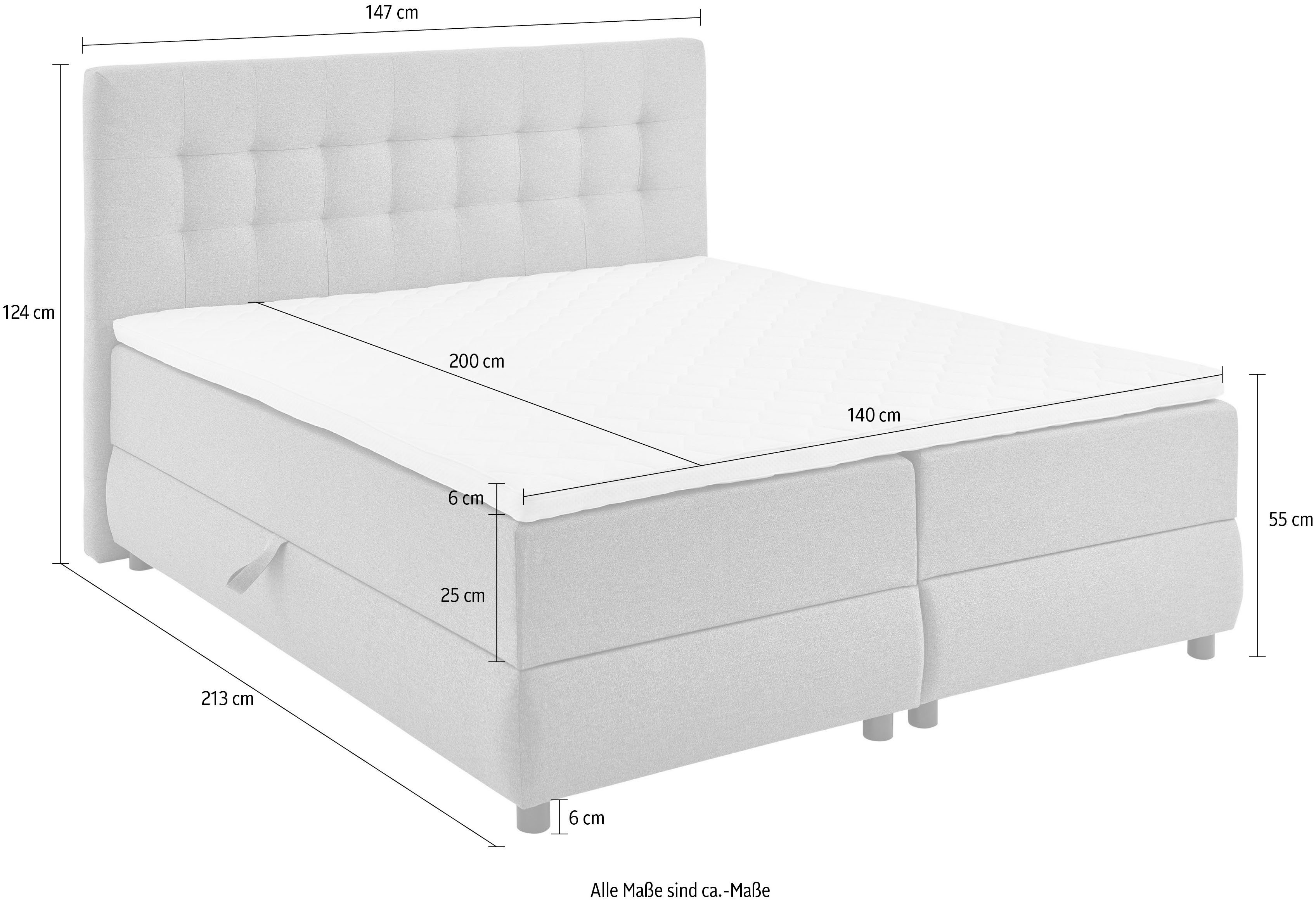 ATLANTIC home collection Boxspring Lilo inclusief bedkist en topper