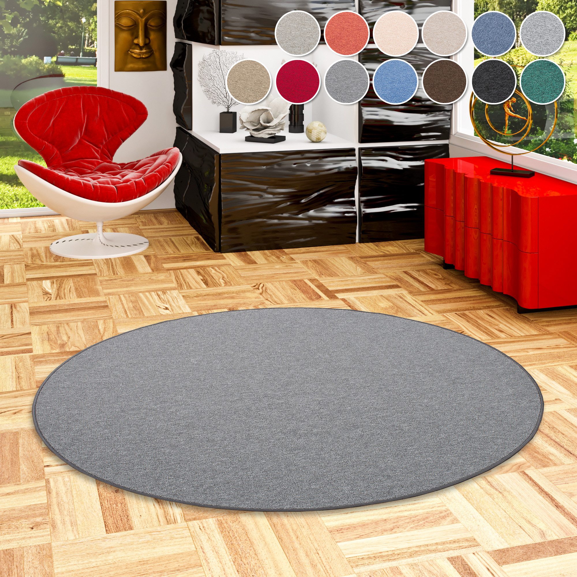 my home Vloerkleed Fortis Effen kleuren, lussen, geketteld, slijtvast, woonkamer moderne vloerkleden grijs