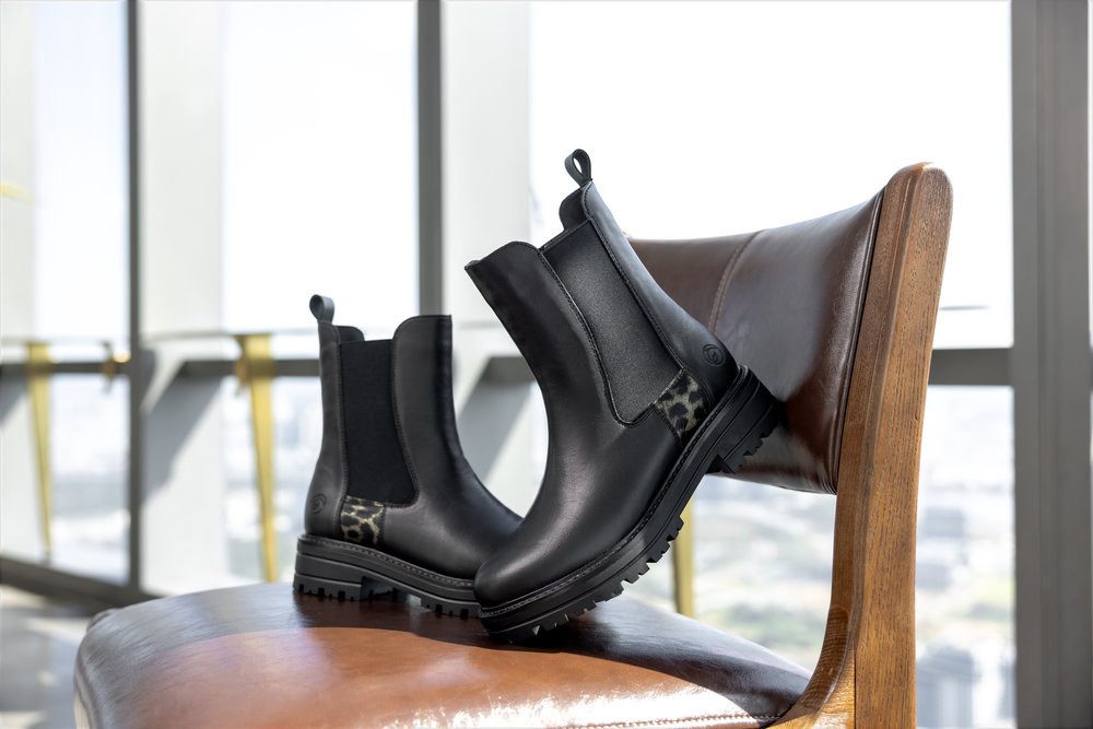 Remonte Chelsea-boots blokhak, laarzen, enkellaars met afwerking in leeuwenlook