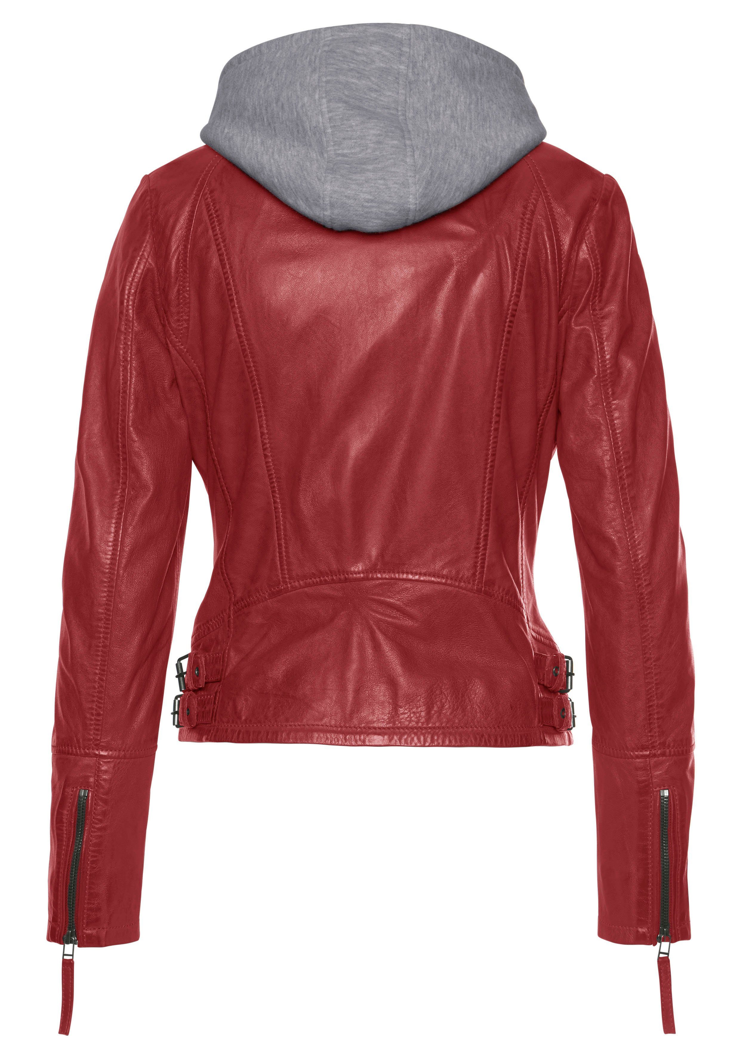 Mauritius Leren jack NOLA Two-in-one stijl - met een afneembare jerseycapuchon