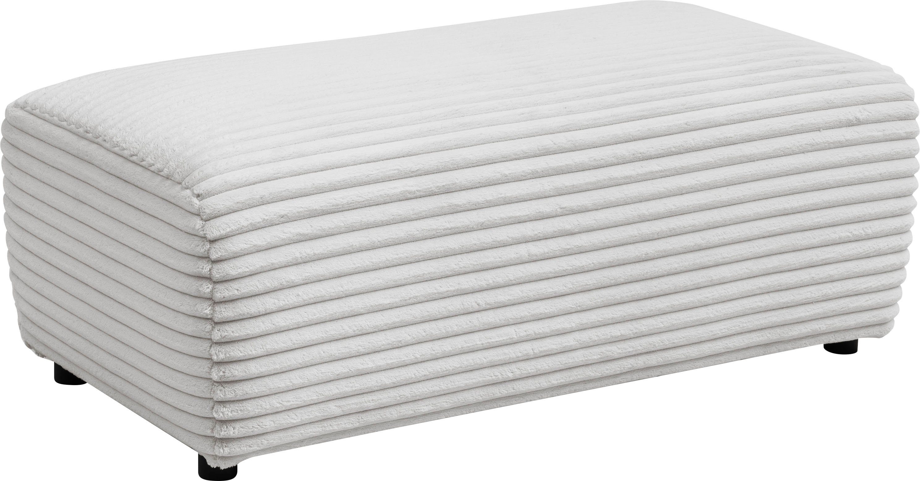 andas Hocker BAKELS, gestoffeerde poef in cord of bouclé stof