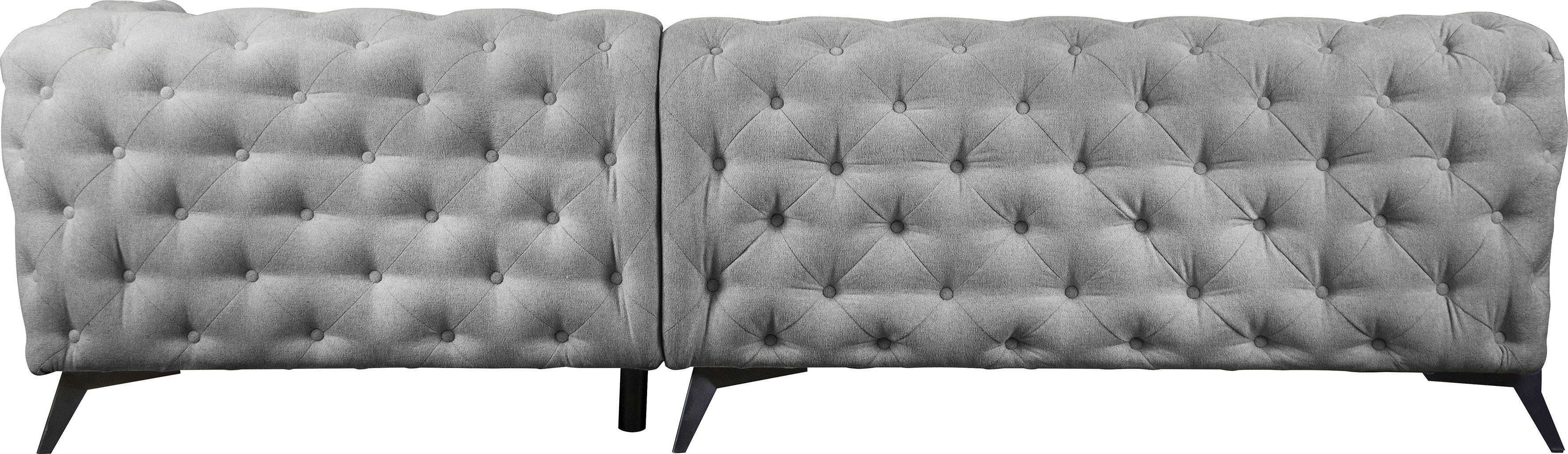 Leonique Chesterfield-bank Amaury L-vorm moderne chersterfield-look, breedte 262 cm, kleur van de poten ter keuze