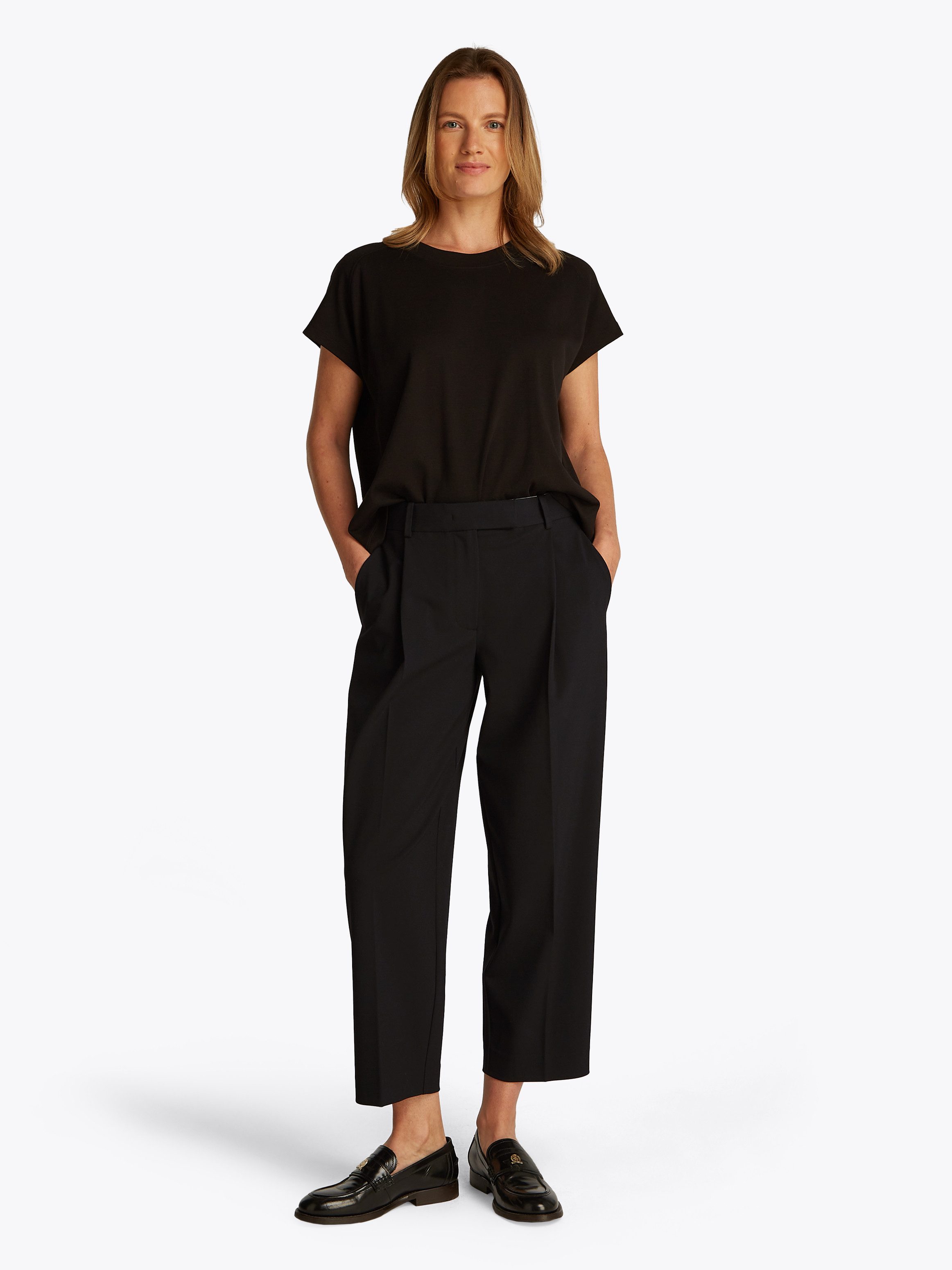 Tommy Hilfiger Geweven broek Low Normal Waist Bi-Stretch Riemlus, elastisch, onderhoudsvriendelijk kreukvrij, business casual