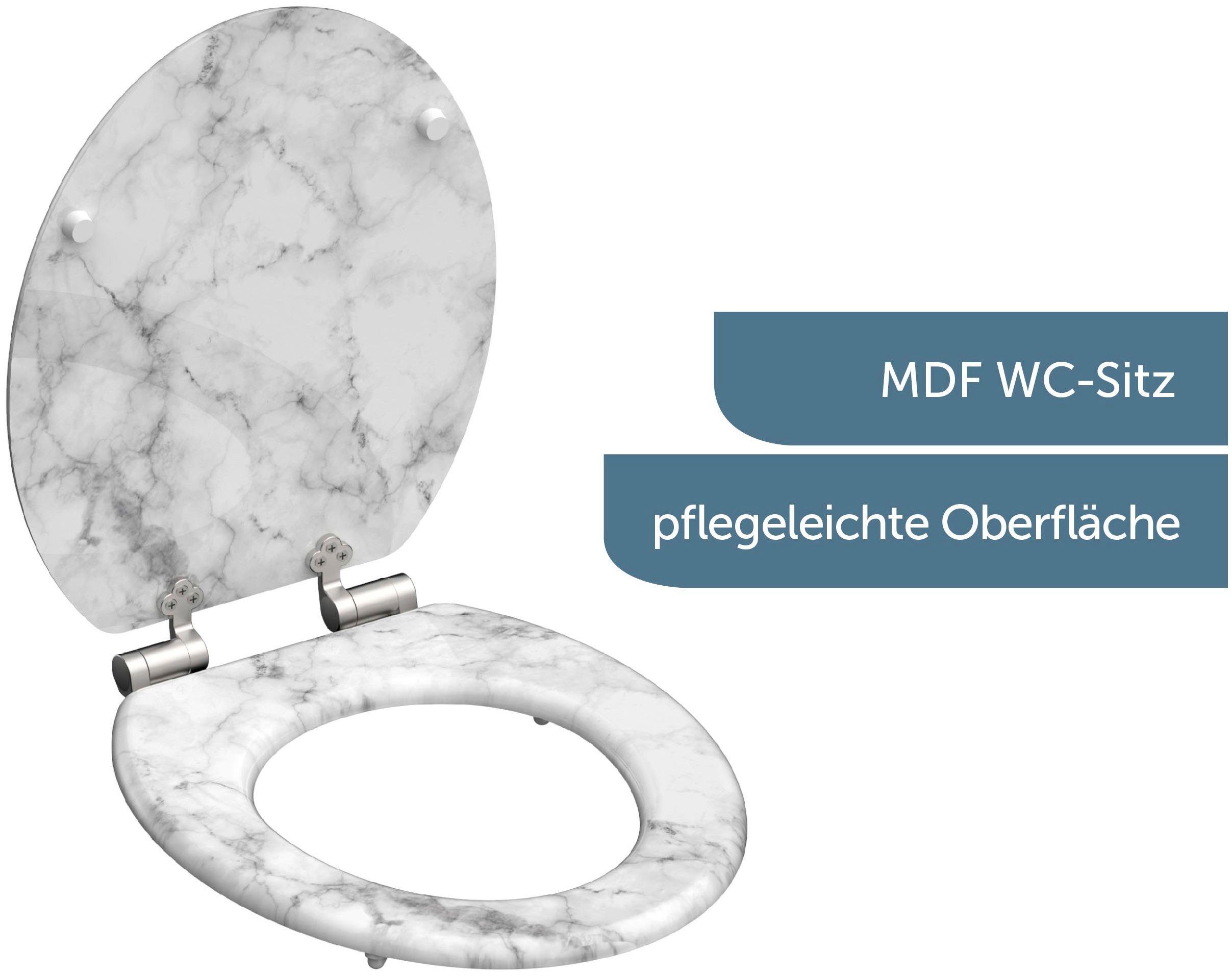 Schütte Toiletzitting Marmer Softclosemechanisme, houten kern, motiefprint, mdf