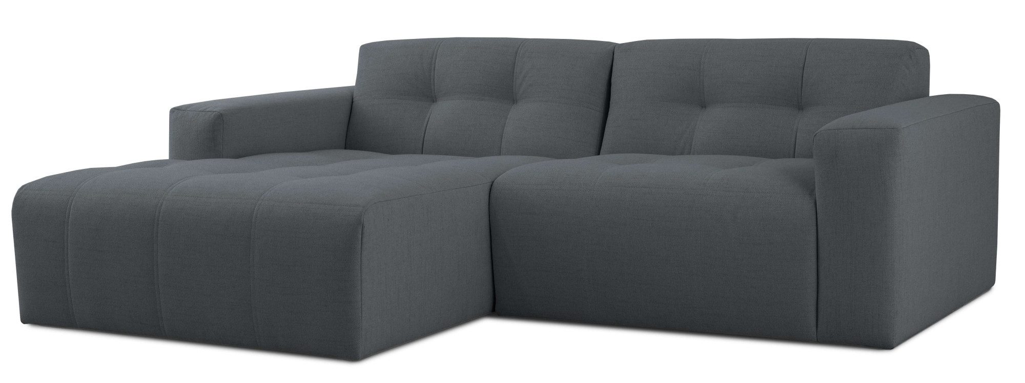 INOSIGN Hoekbank Tapley Breedte 221 cm, L-vorm, fijne structuur, met knoopstiksel, vloerhoog