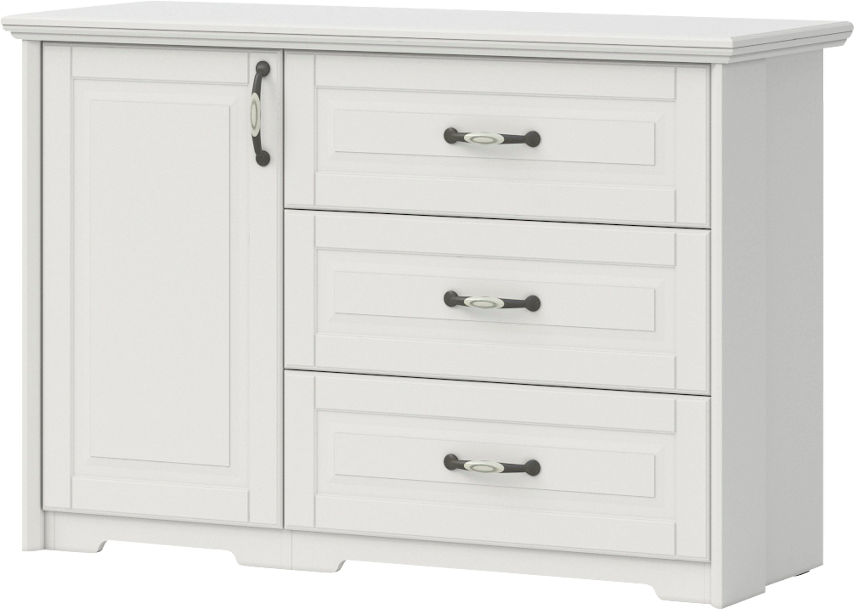 Home affaire Kast met laden en deuren Evergreen, Afmetingen: B/D/H 131/48/88cm, Soft-Close-functie in klassieke landhuisstijl, fsc-gecertificeerd,