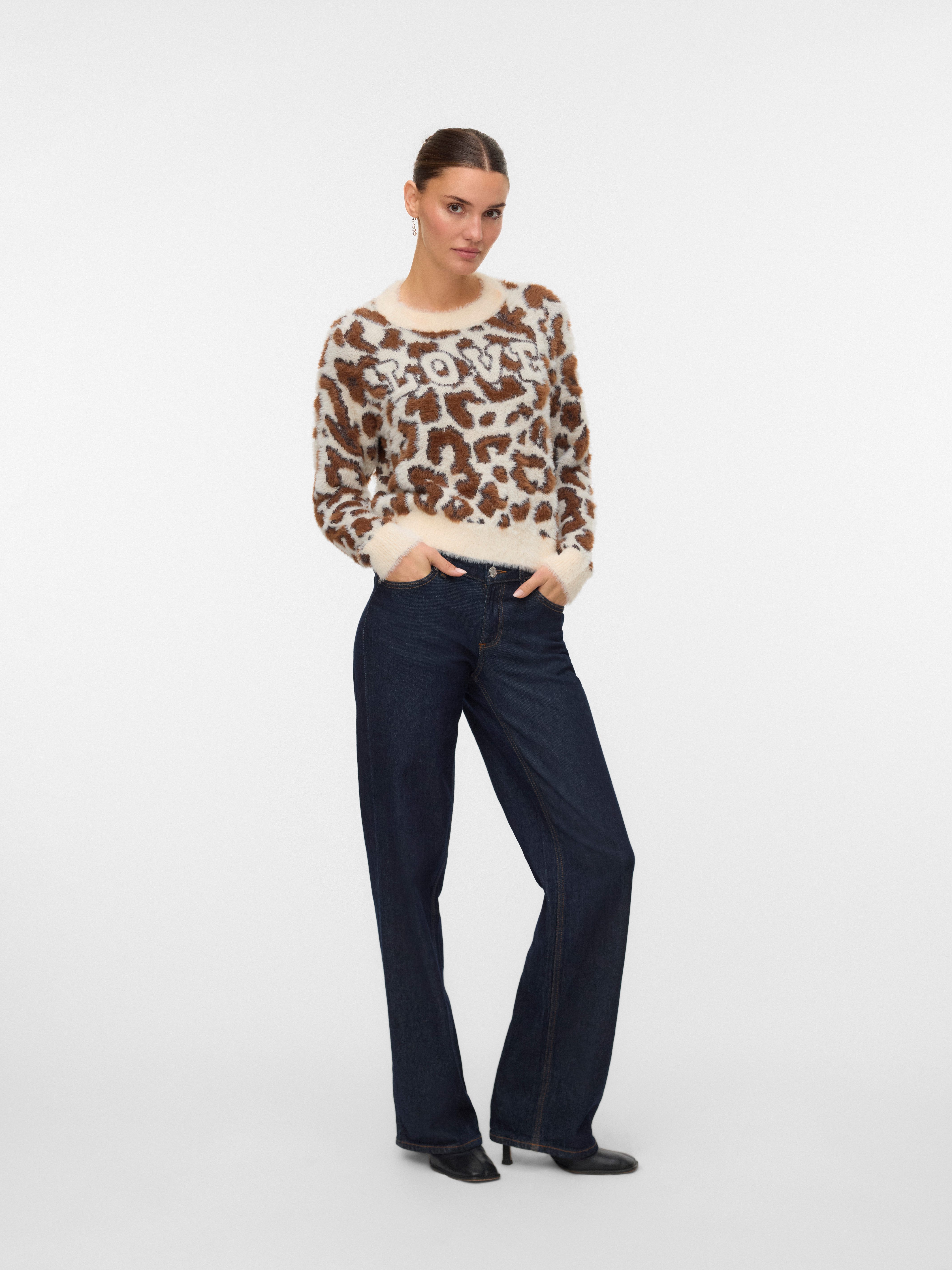 Vero Moda Gebreide trui VMJUNGLE LS O-NECK PULLOVER BOO