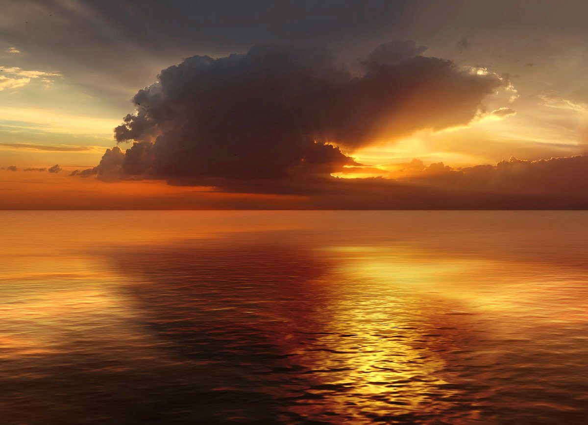 Papermoon Fotobehang Sonnenuntergang im Ozean
