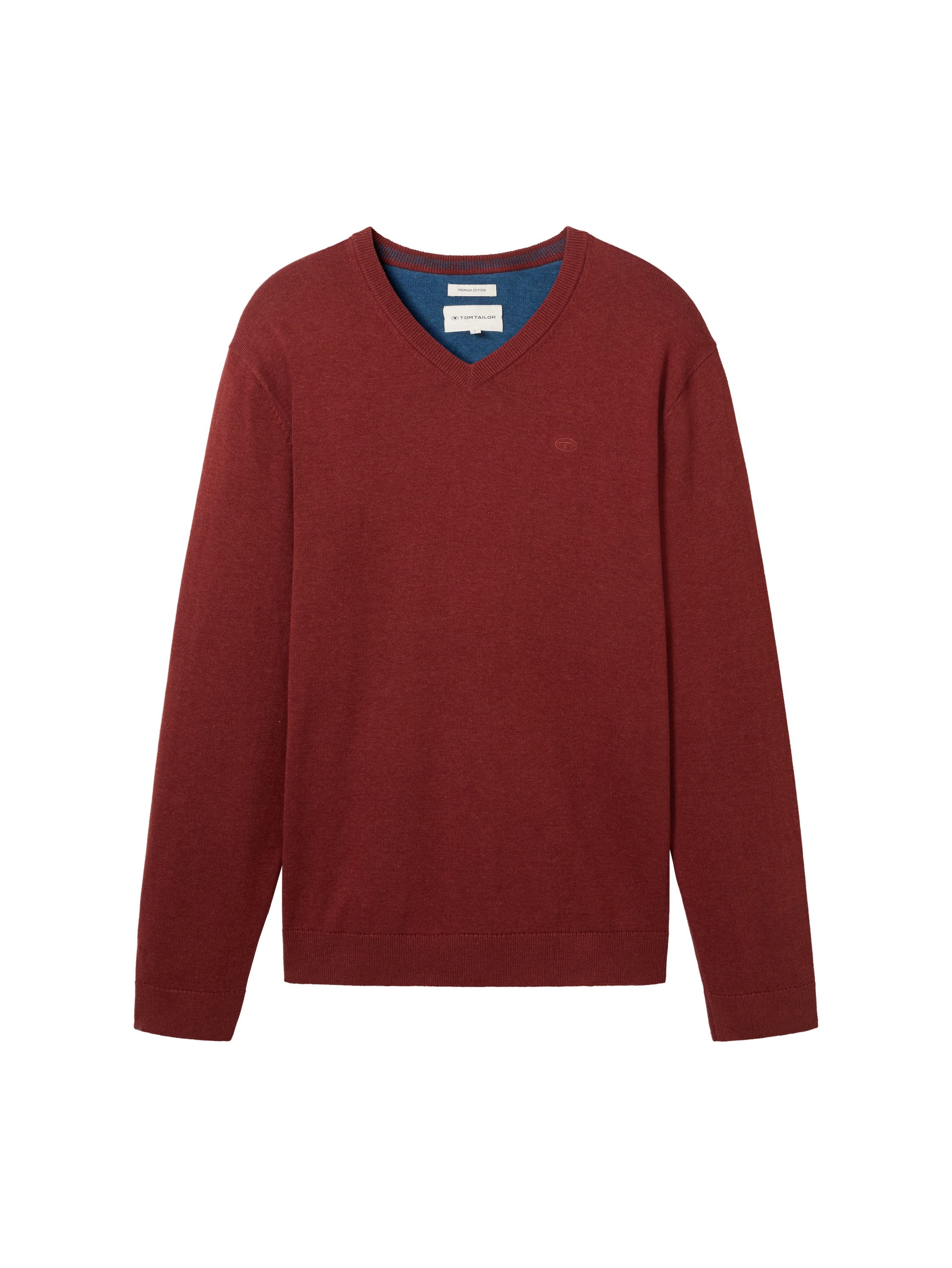 Tom Tailor Trui met V-hals met klein logoborduursel