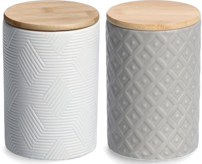 Zeller Present Voorraadbus met bamboedeksel, 730 ml (set, 2-delig) voedsel bewaardozen wit