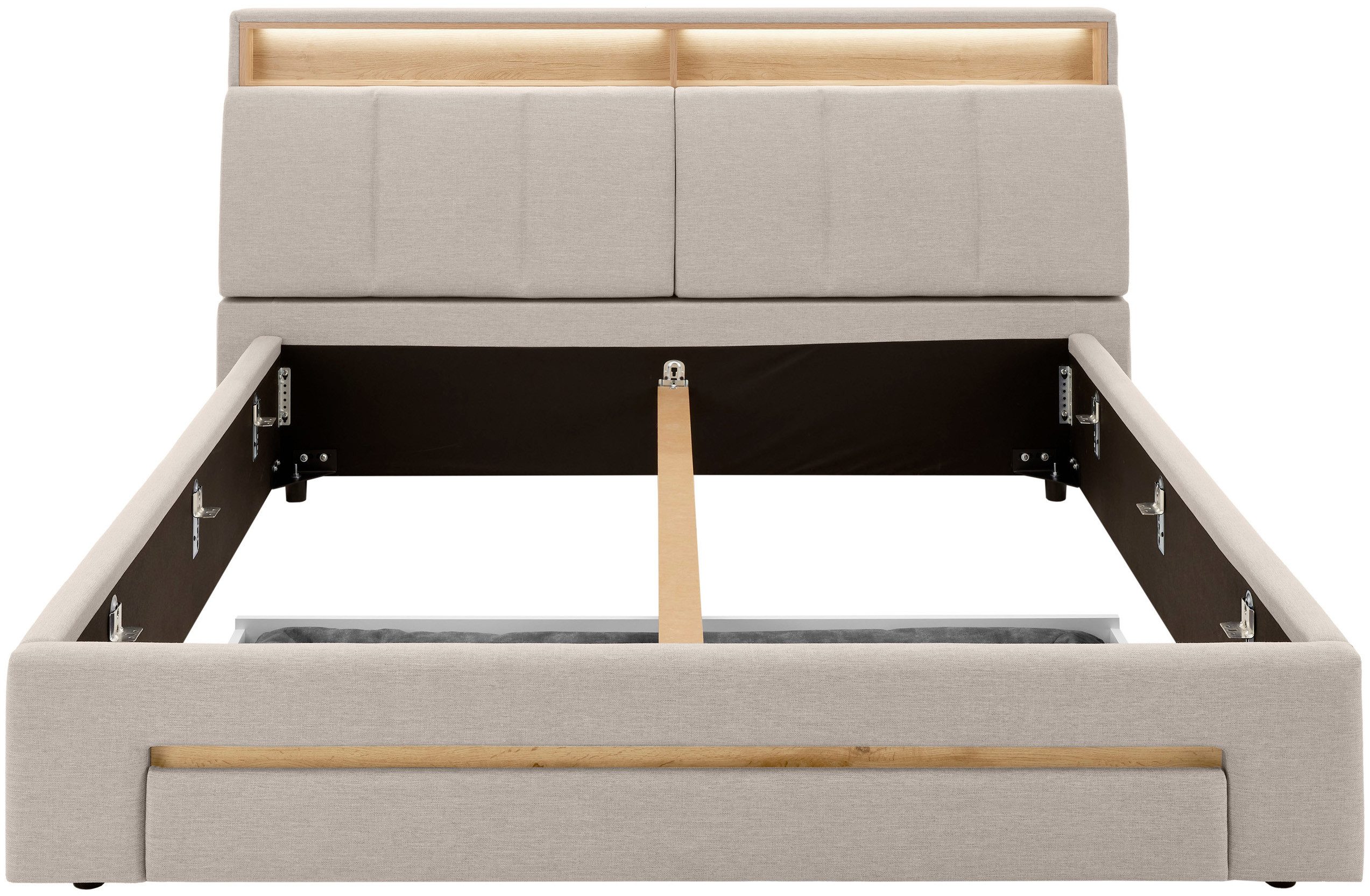 INOSIGN Gestoffeerd bed CiTY/GiRON,, gepolsterd opbergbed, met LED-verlichting Bedkisten met hondenbed of als opbergruimte, opklapbare hoofdeinden