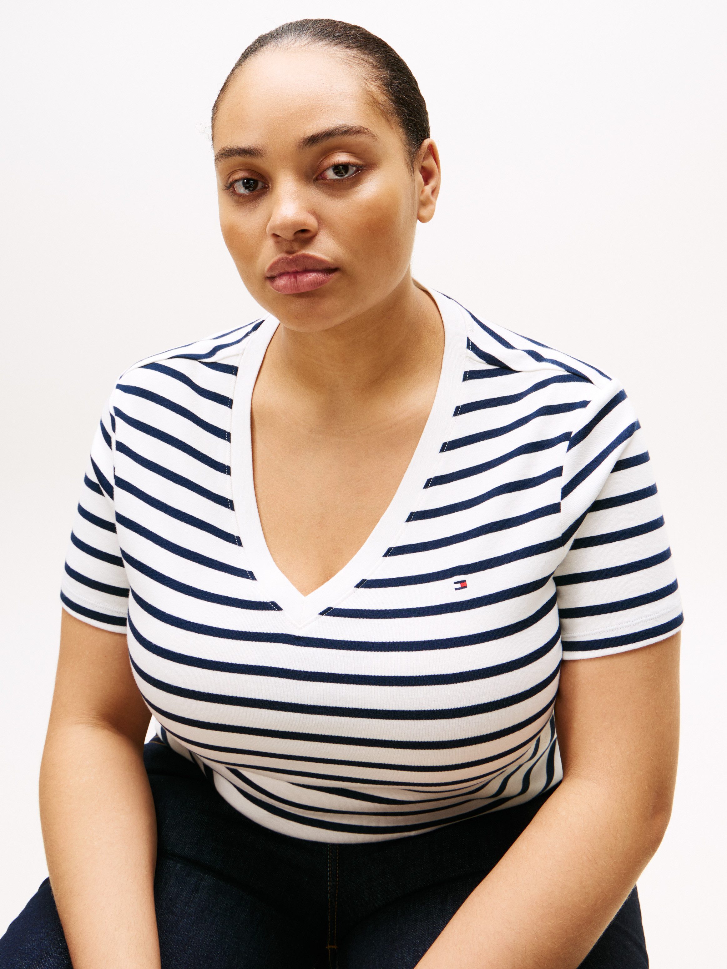 Tommy Hilfiger Curve Shirt met V-hals CRV SLIM CODY V-NK SS