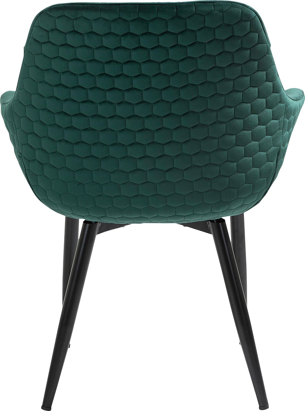 SalesFever Stoel met armleuningen Stijlvolle eetkamerstoel voor comfort Eetkamerstoel, honingraatstepping aan de buitenkant, dwarsstepping aan de binnenkant, metalen poten