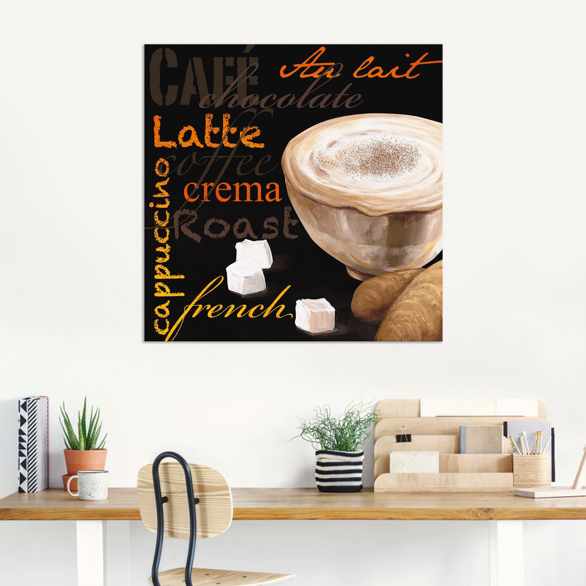 Artland Artprint Cappuccino - koffie als artprint van aluminium, artprint voor buiten, artprint op linnen in verschillende maten
