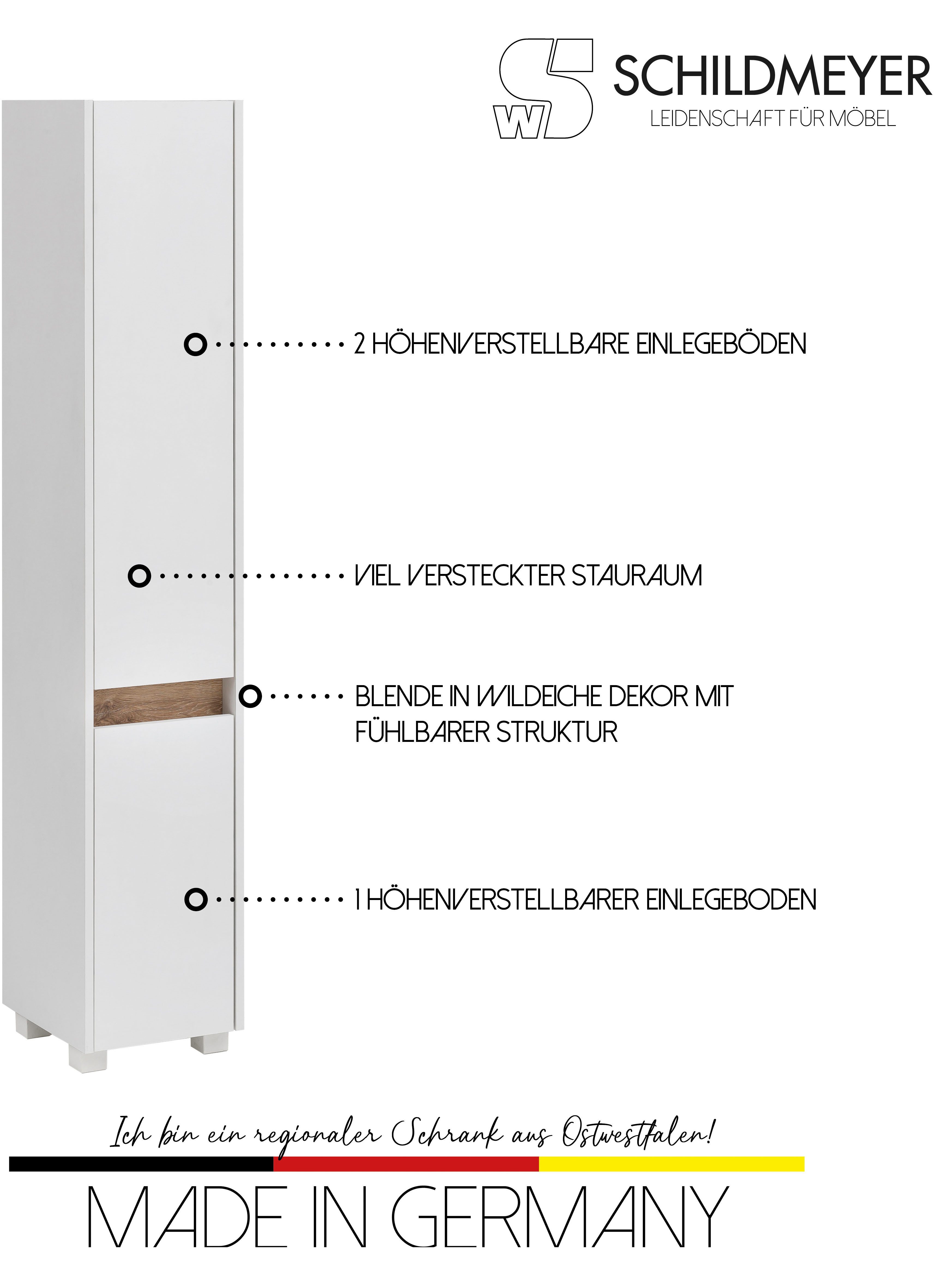 Schildmeyer Hoge kast Cosmo in verschiedenen Farben made in Germany Hoogte 164,5 cm, badkamerkast, lijst in moderne wildeiken-look