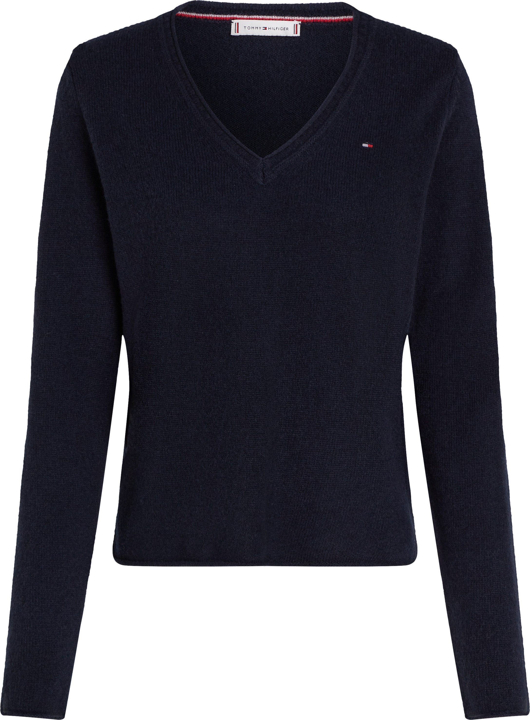 Tommy Hilfiger Gebreide trui SOFT WOOL V-NK SWEATER met v-hals van 100% wol