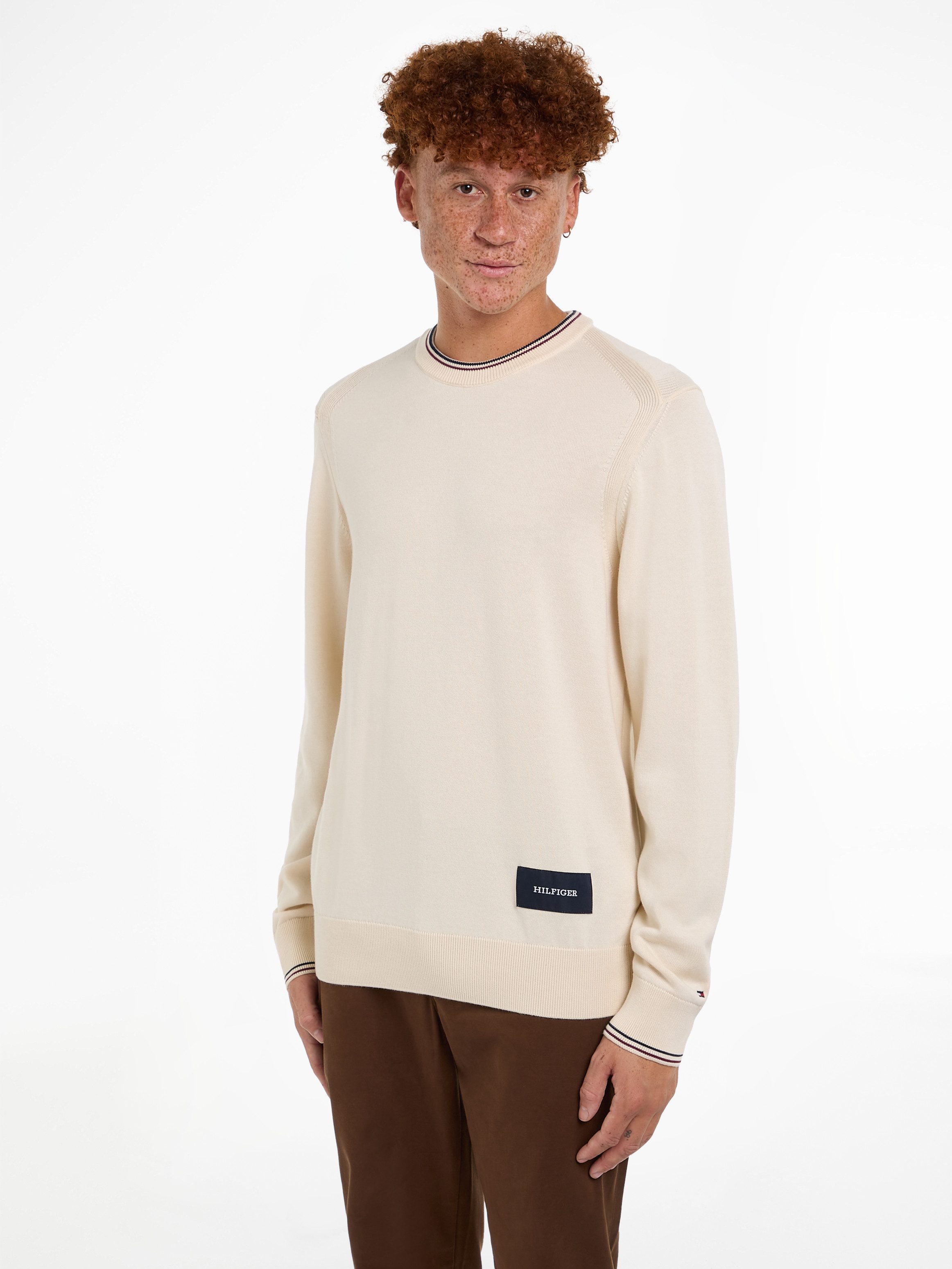 Tommy Hilfiger Trui met ronde hals RWB COTTON CREW NECK kleuraccenten in tommy kleuren