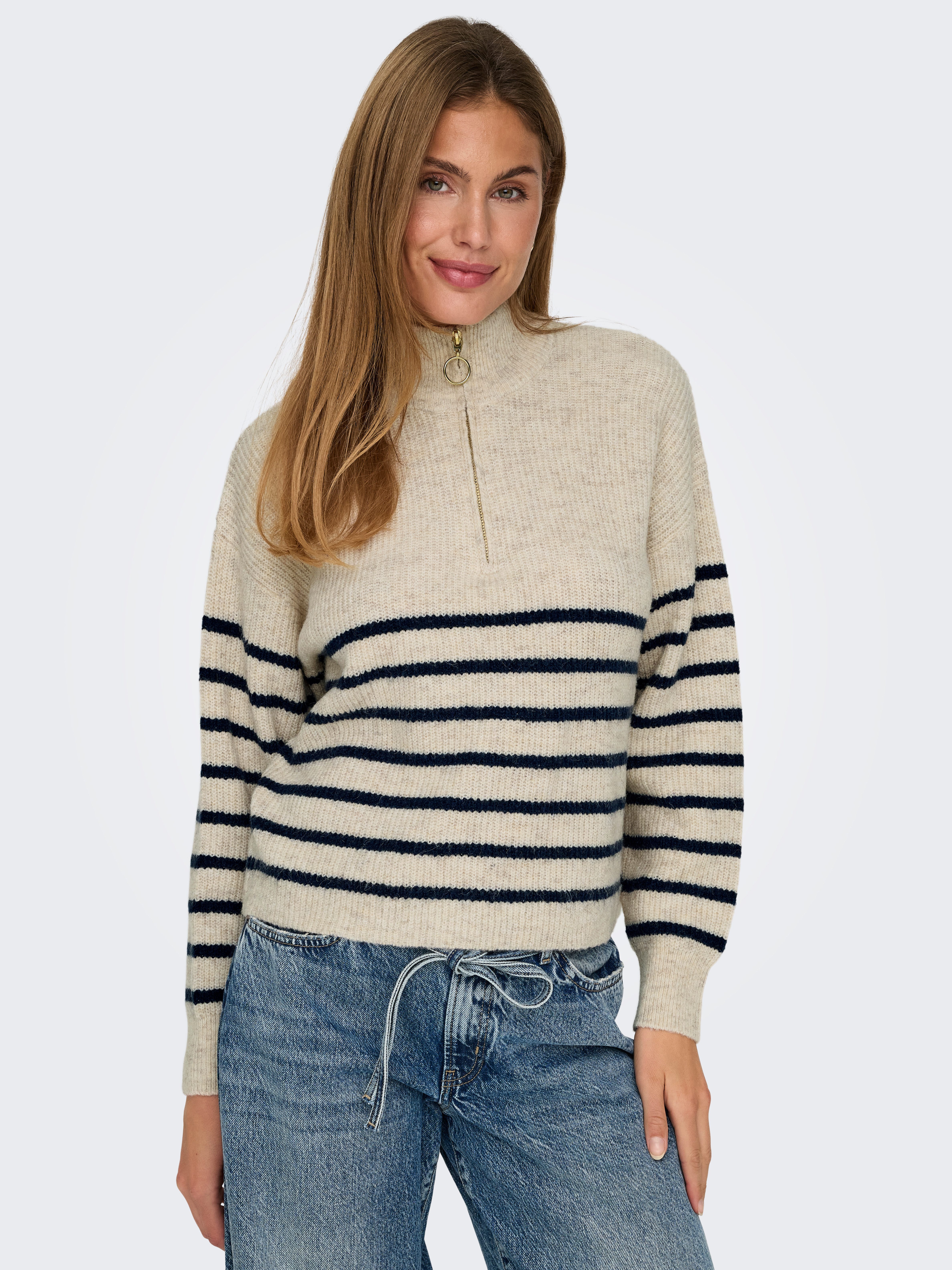 Only Gebreide trui ONLTOKYO L S ZIP PULLOVER KNT NOOS