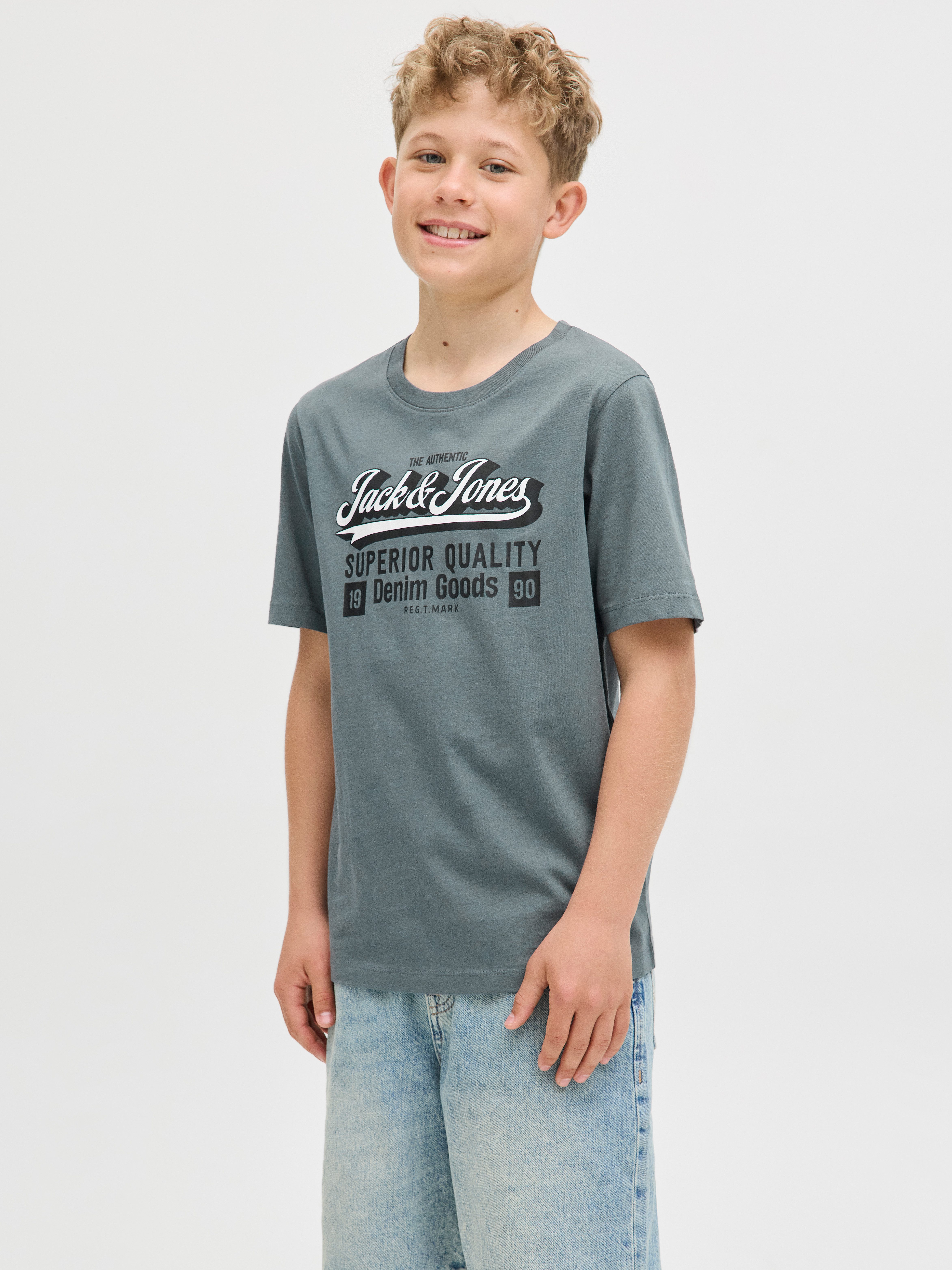 Jack & Jones Junior T-shirt JJELOGO TEE SS 2 COL AW25 2PK MP JNR (set, 2-delig)