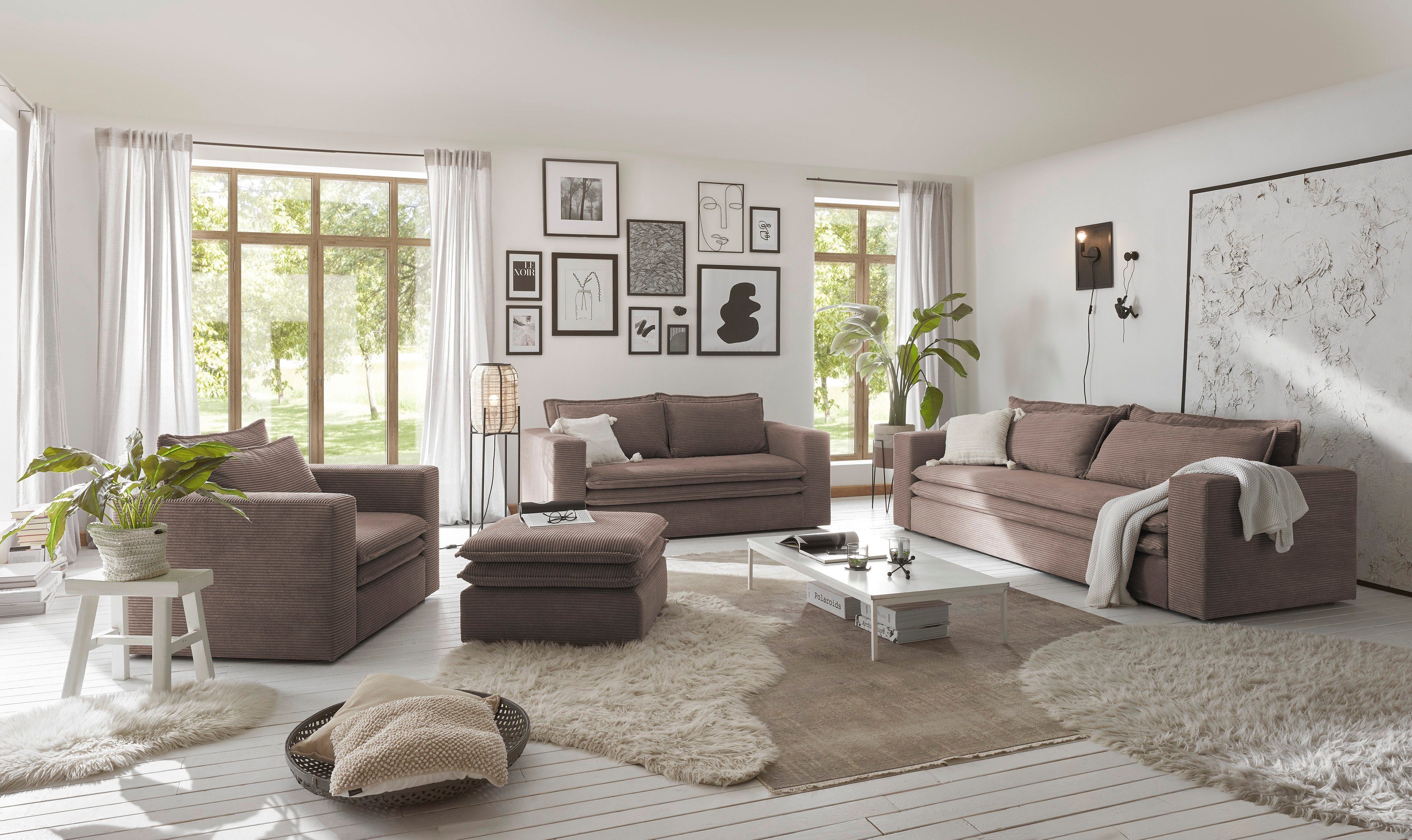 Places of Style Hocker PIAGGE Hoogwaardige cord, passend bij de loveseat PIAGGE