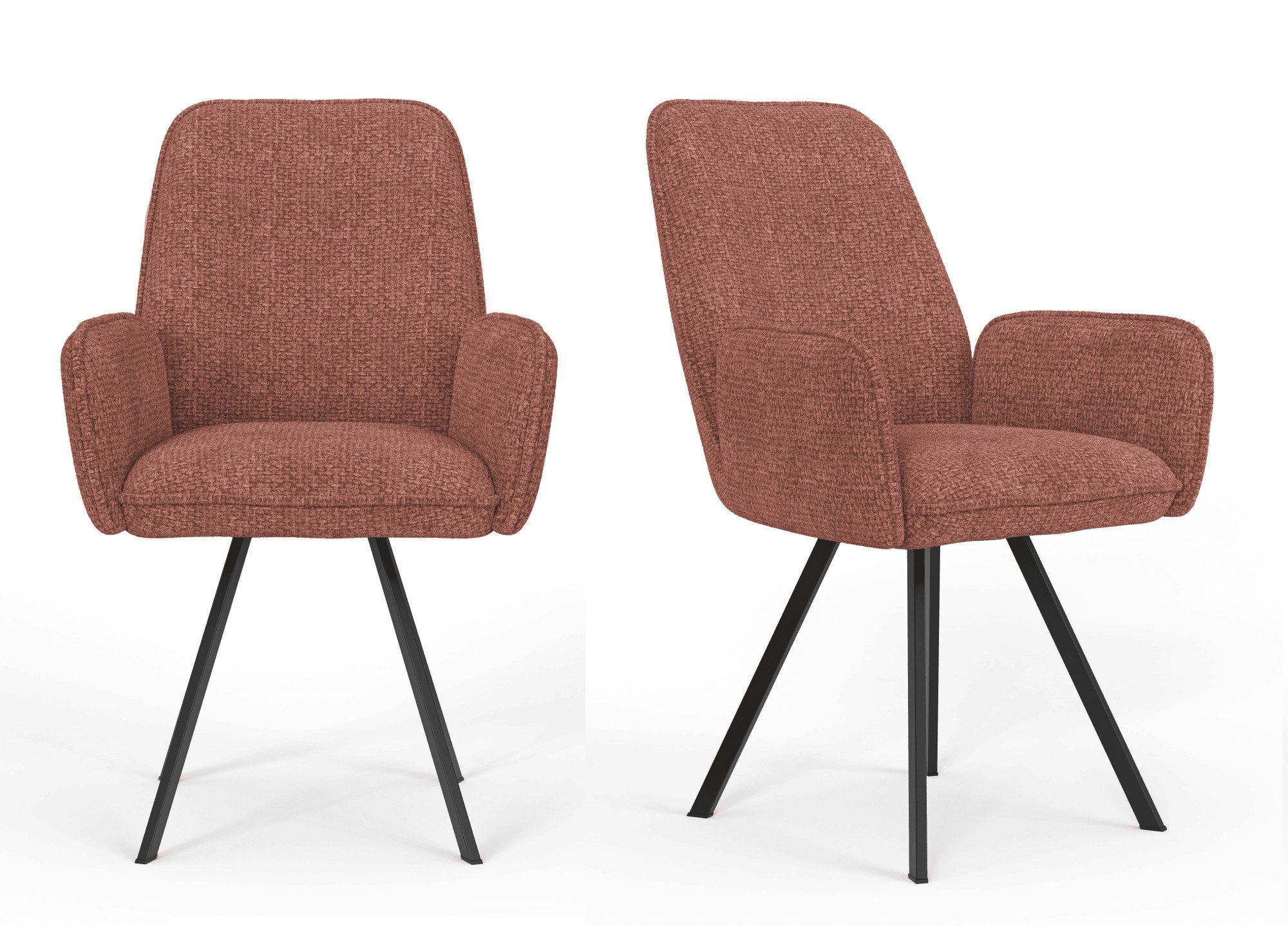 Home affaire Stoel met armleuningen Mily eetkamerstoel, gestoffeerde fauteuil, woonstoel, eetstoel met armleuningen (set, 2 stuks) 4 poot stoelen
