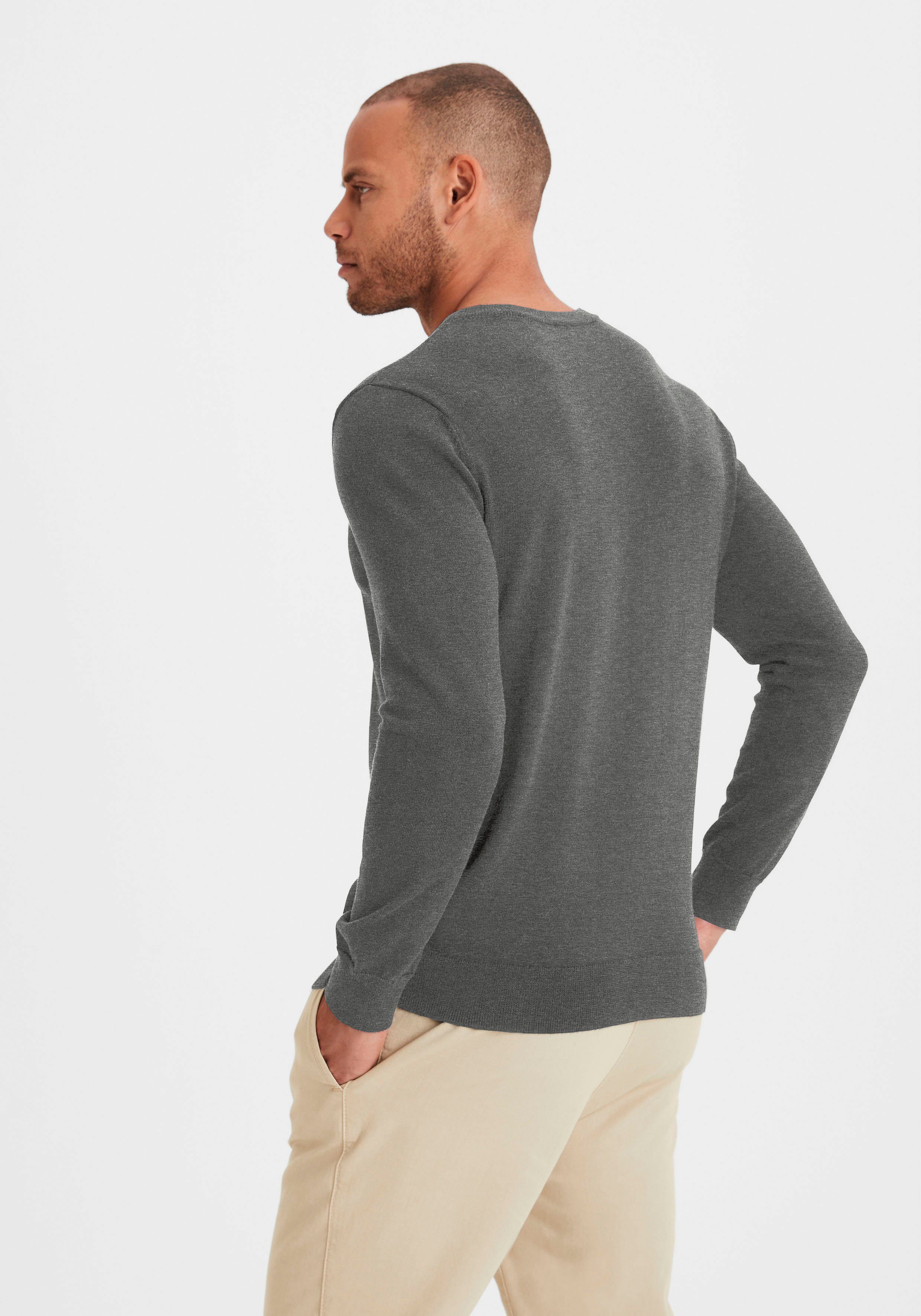 H.I.S Gebreide trui met v-hals pullover van fijn breiwerk katoenmix