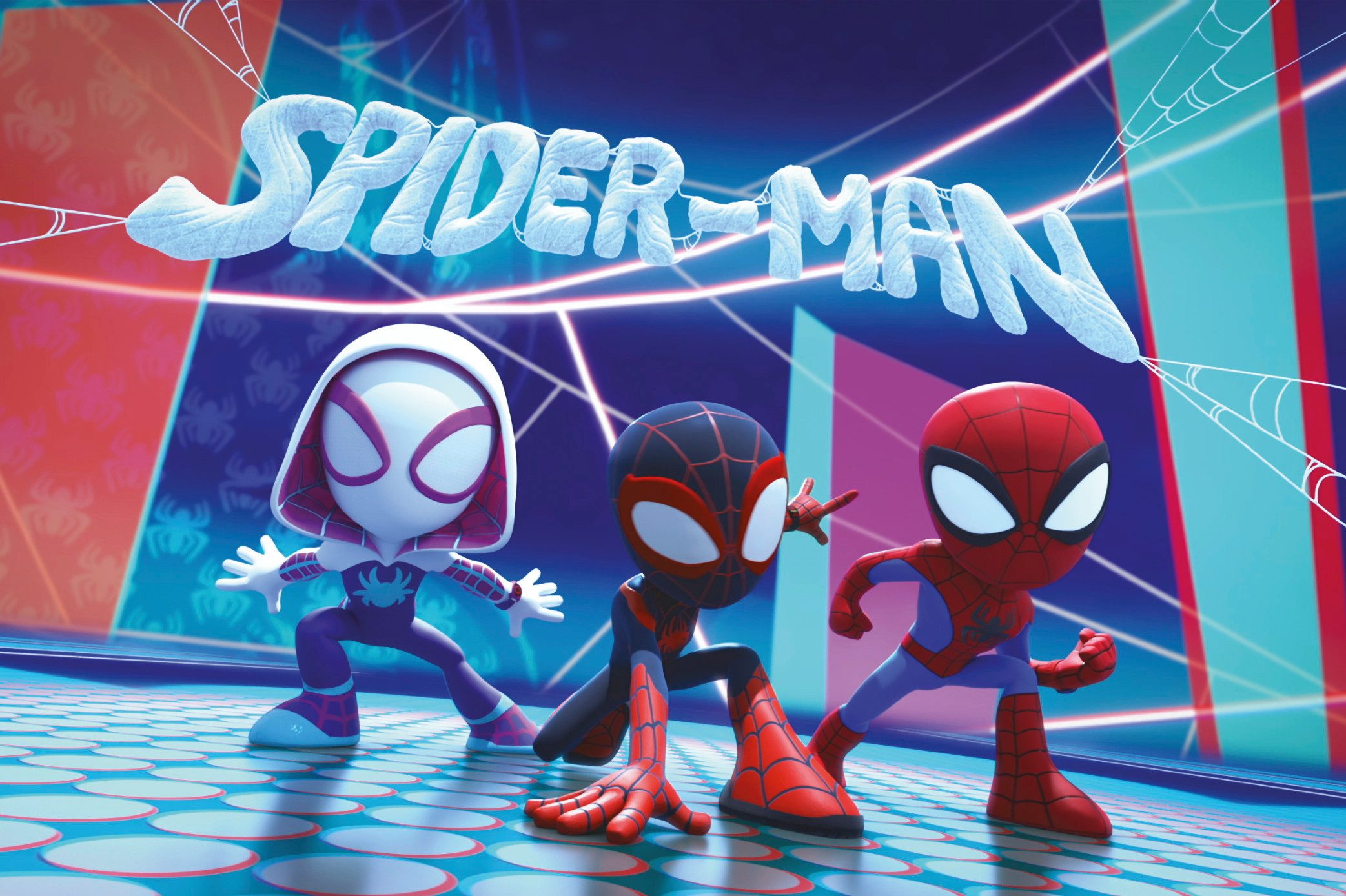 Komar Artprint op linnen Spidey and His Amazing Friends Glowy Spideys - Größe 60 x 40 cm (1 stuk)