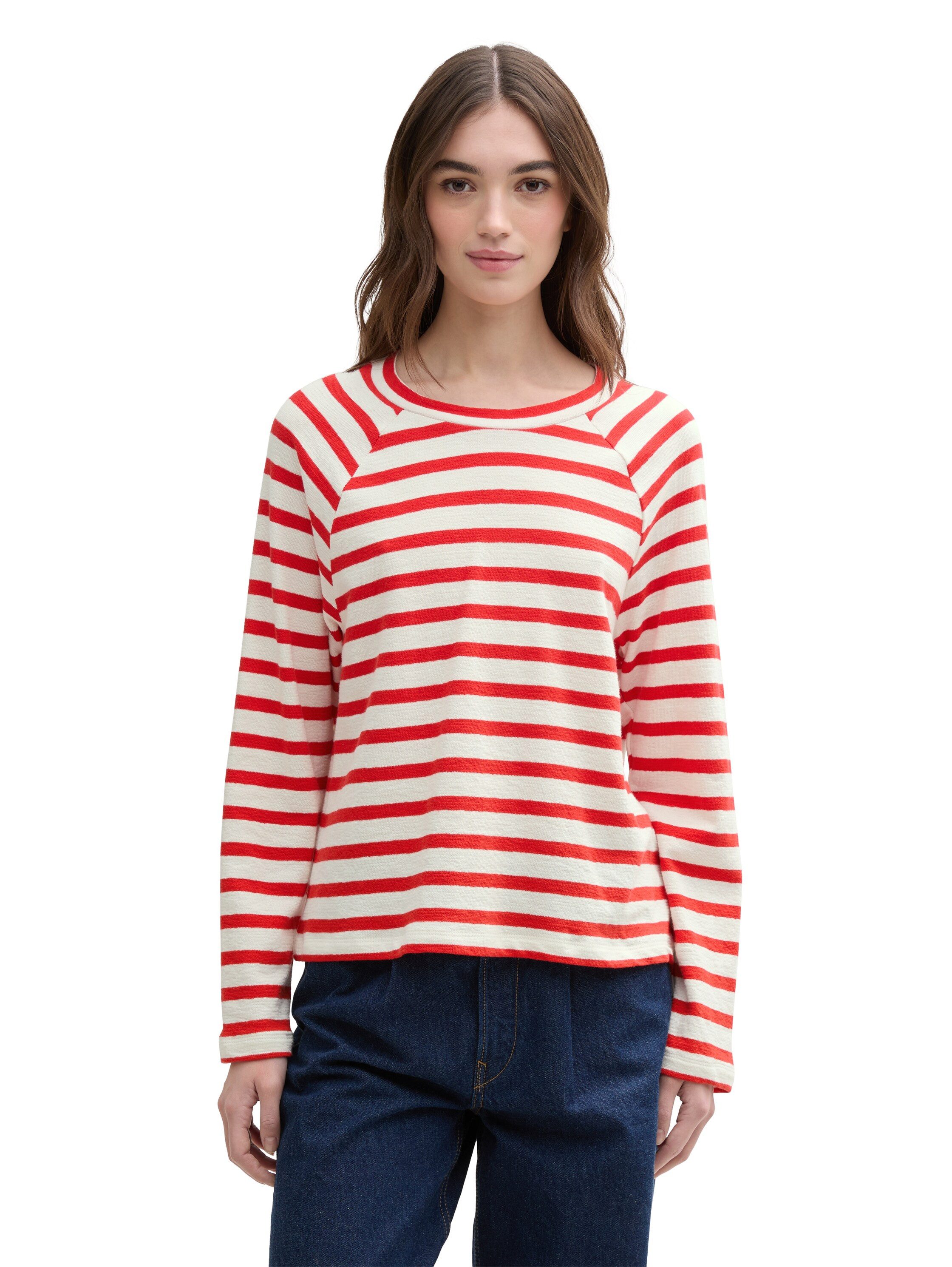 Tom Tailor Denim Shirt met lange mouwen met gestreept patroon dames longsleeves maat XXL (44) wit