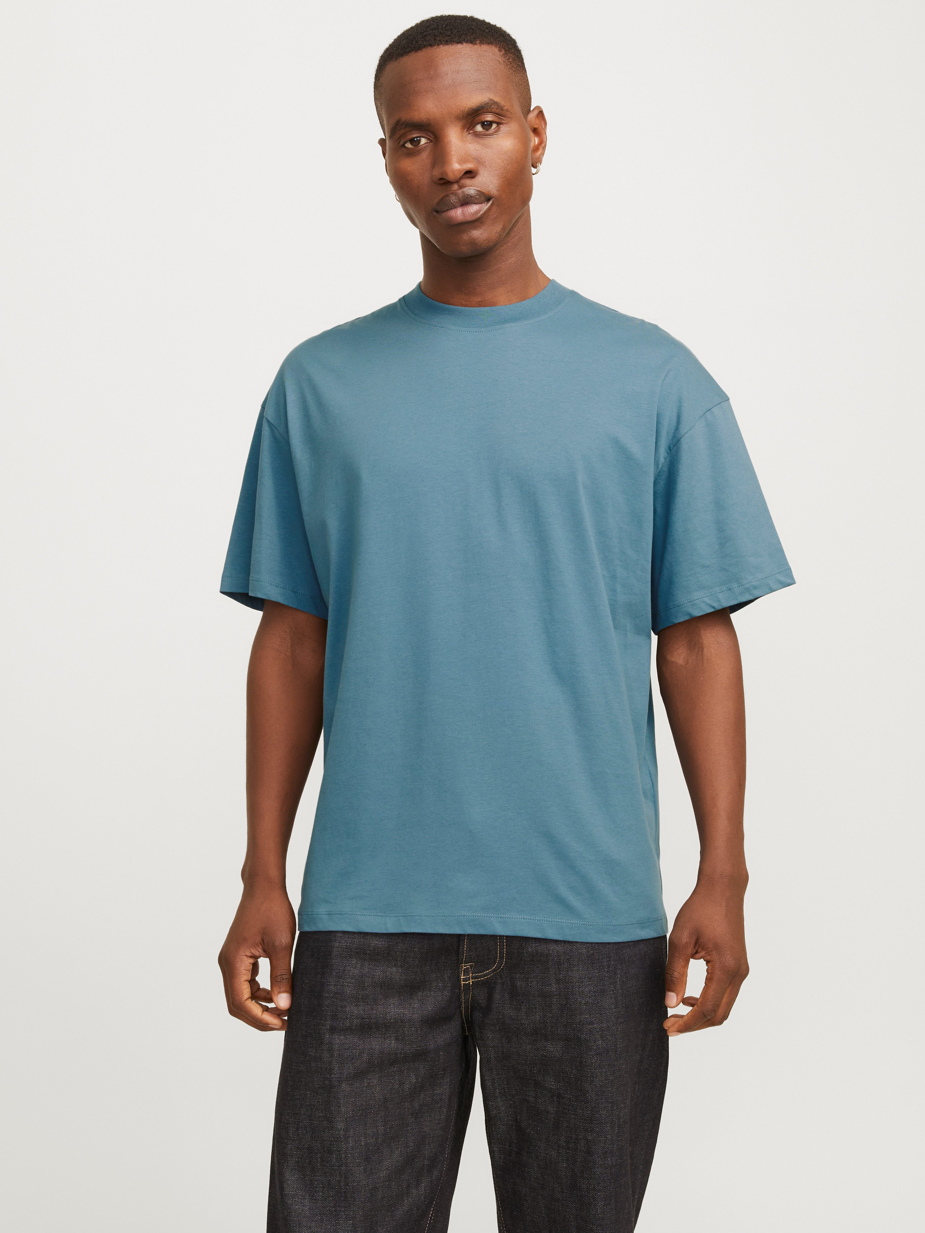 Jack & Jones Oversized shirt JJEBRADLEY TEE SS O-NECK NOOS heren ronde hals maat XS blauw