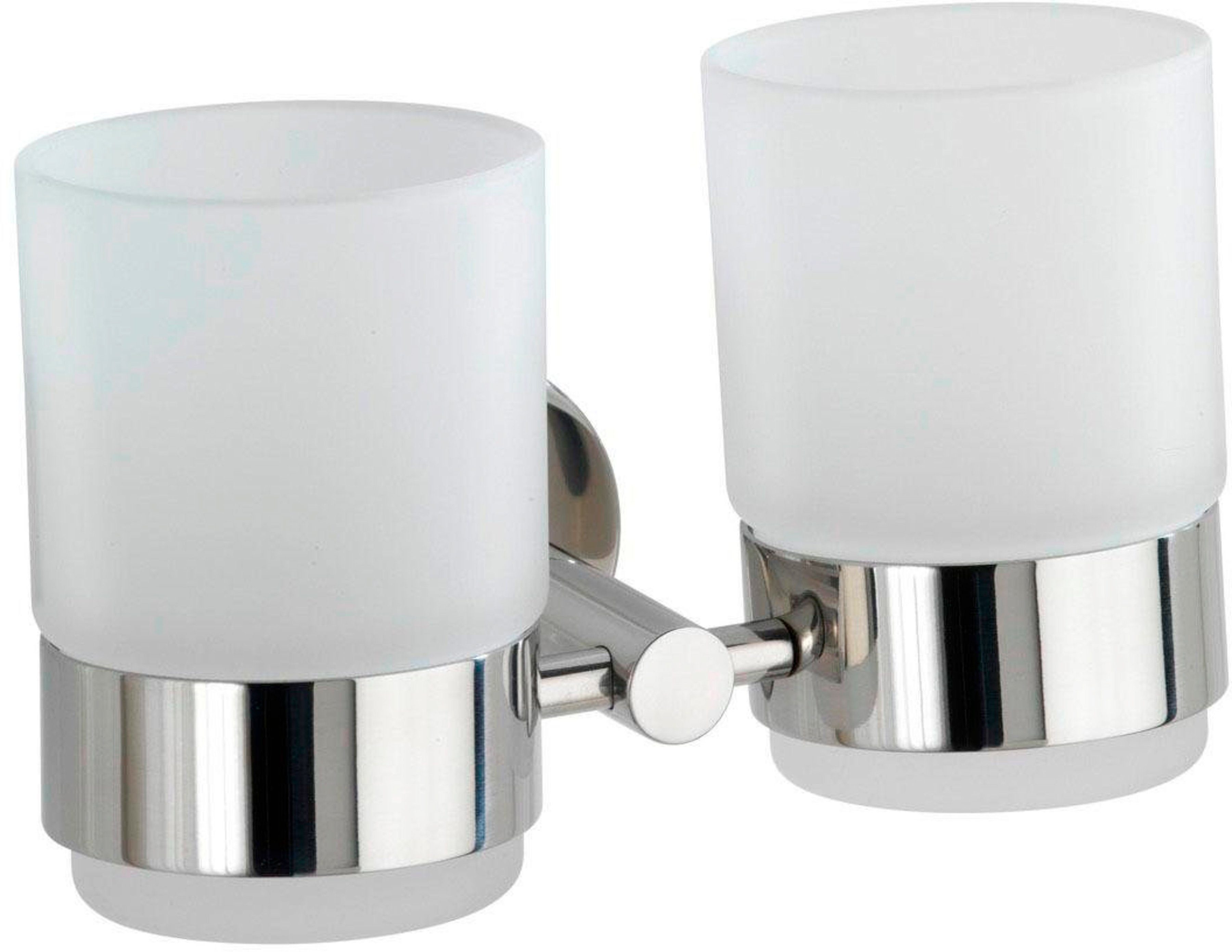 WENKO Poetsbeker Bosio van gesatineerd glas (2 stuks) kleine opbergers zilver