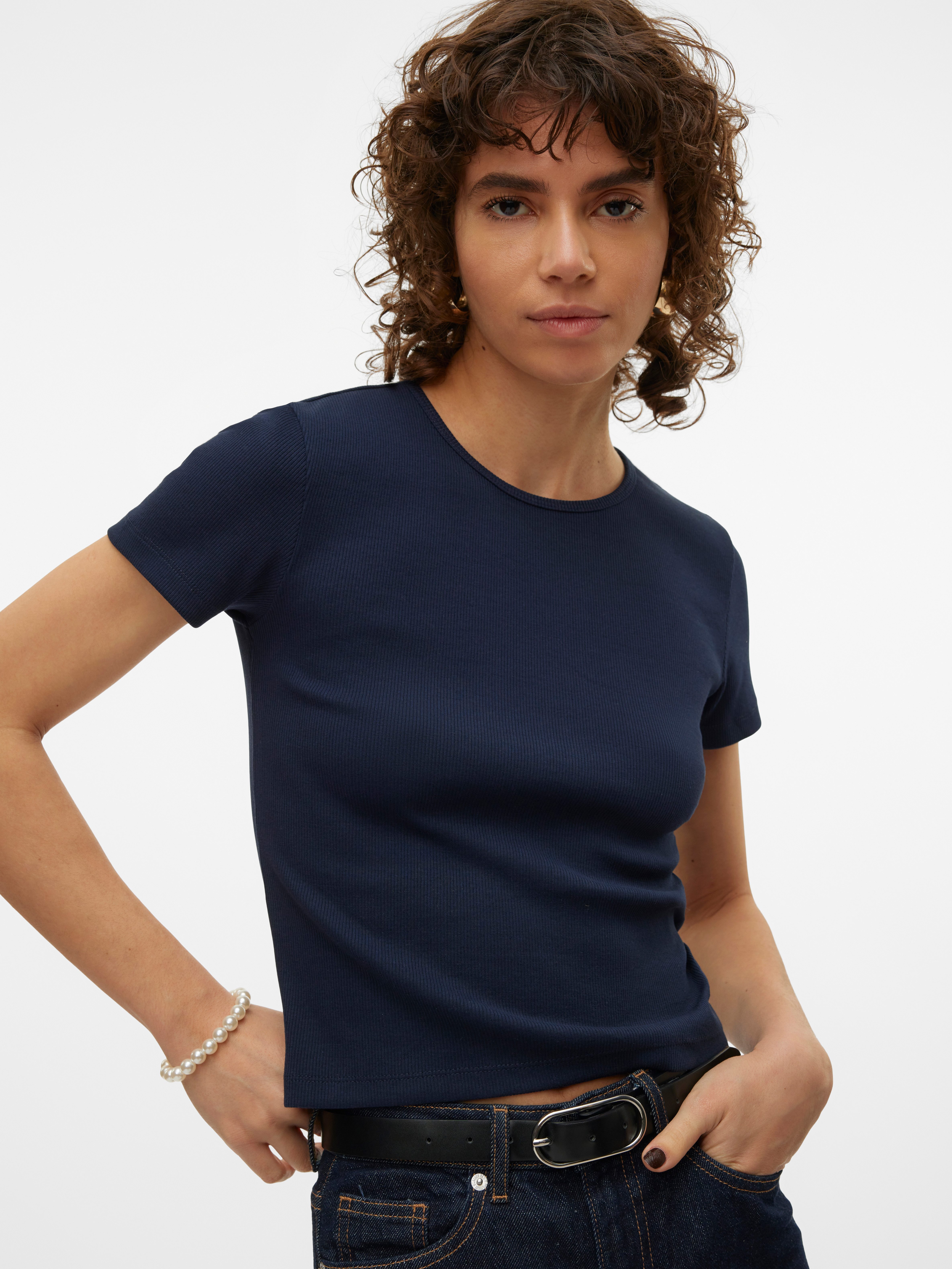 Vero Moda Shirt met ronde hals VMCHLOE SS SHORT TOP JRS NOOS
