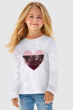 kidsworld shirt met pailletten hart met hart van keerbare pailletten wit