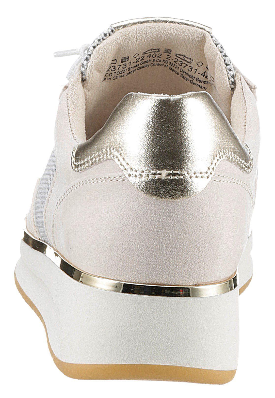 Marco Tozzi Slip-on sneakers Wedge sneaker, veterschoen, slipper met glanzende details