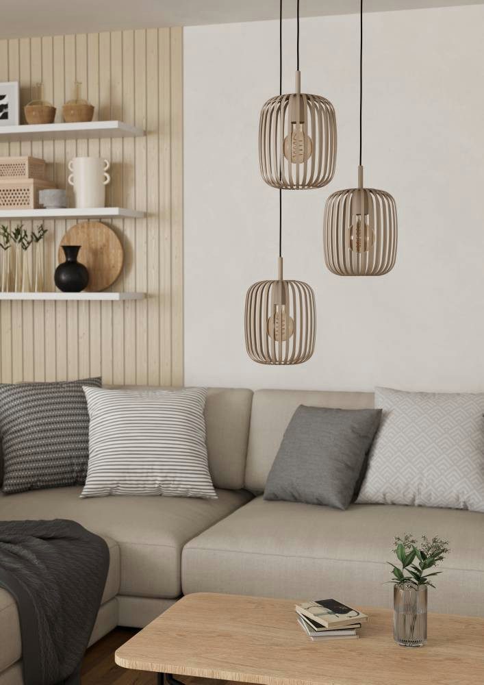 EGLO Hanglamp ROMAZZINA hanglamp, eettafellamp, zandkleurig, metaal, E27 (1 stuk)
