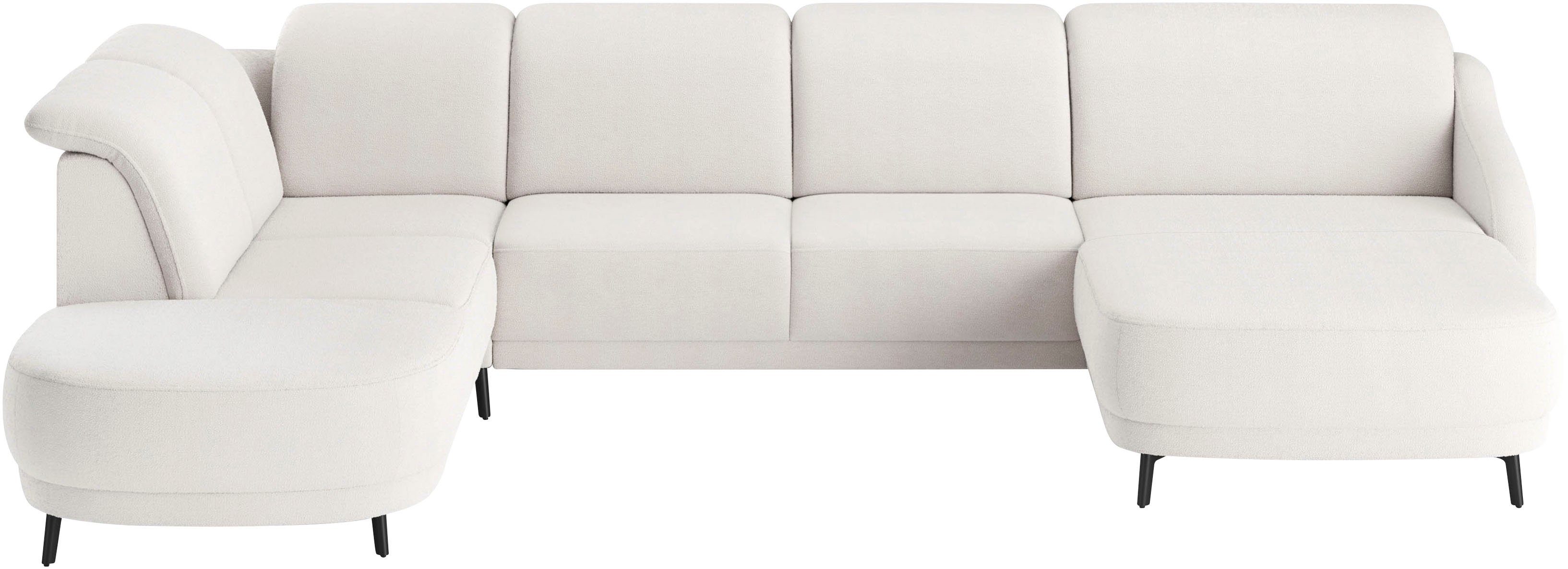 sit&more Zithoek Blues U-vorm inclusief verstelbare hoofdsteun, naar keuze met klaptafel en usb wit, zithoeken, 356 cm