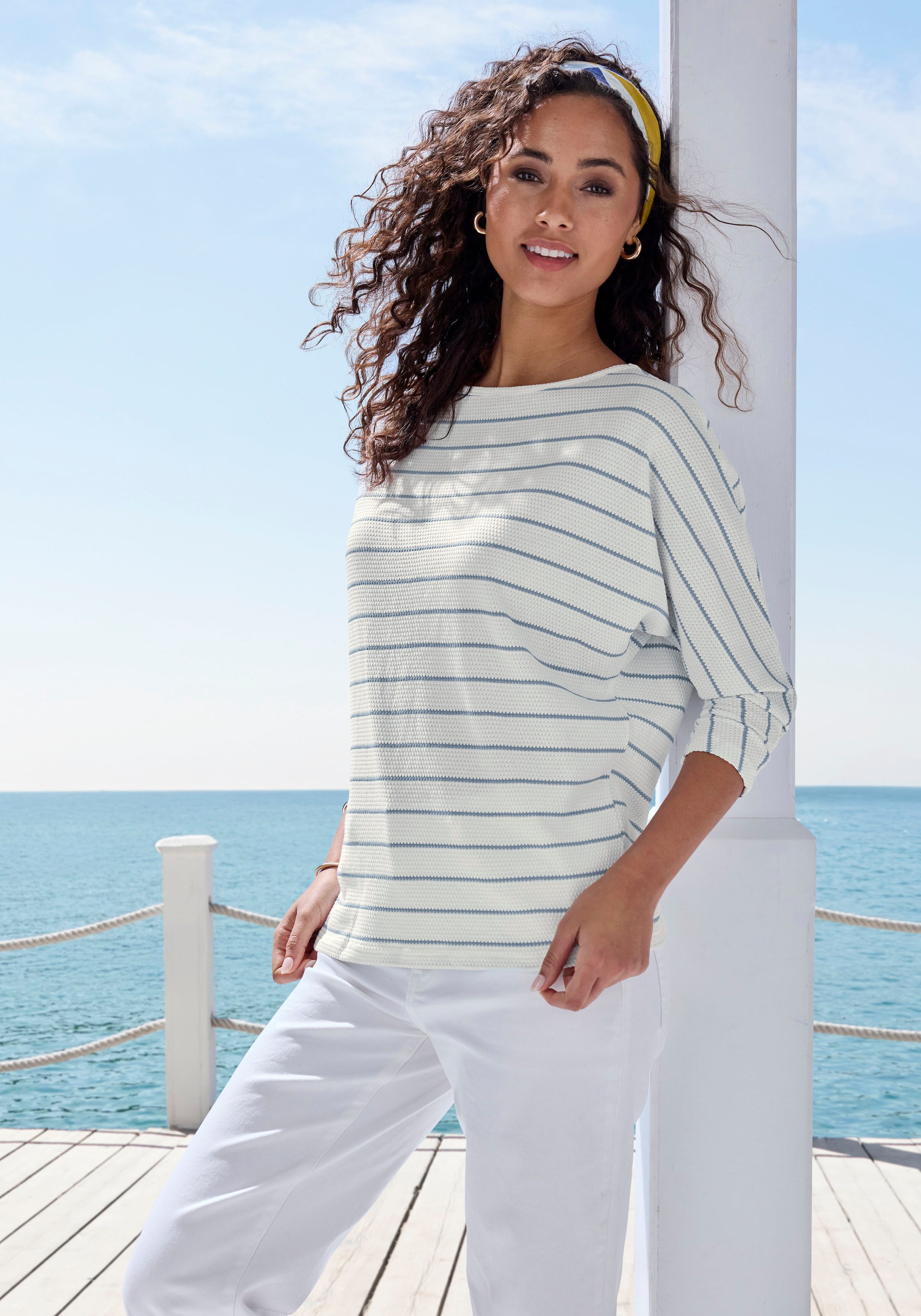 Vivance Shirt met 3/4 mouwen Met modieuze streepstructuur