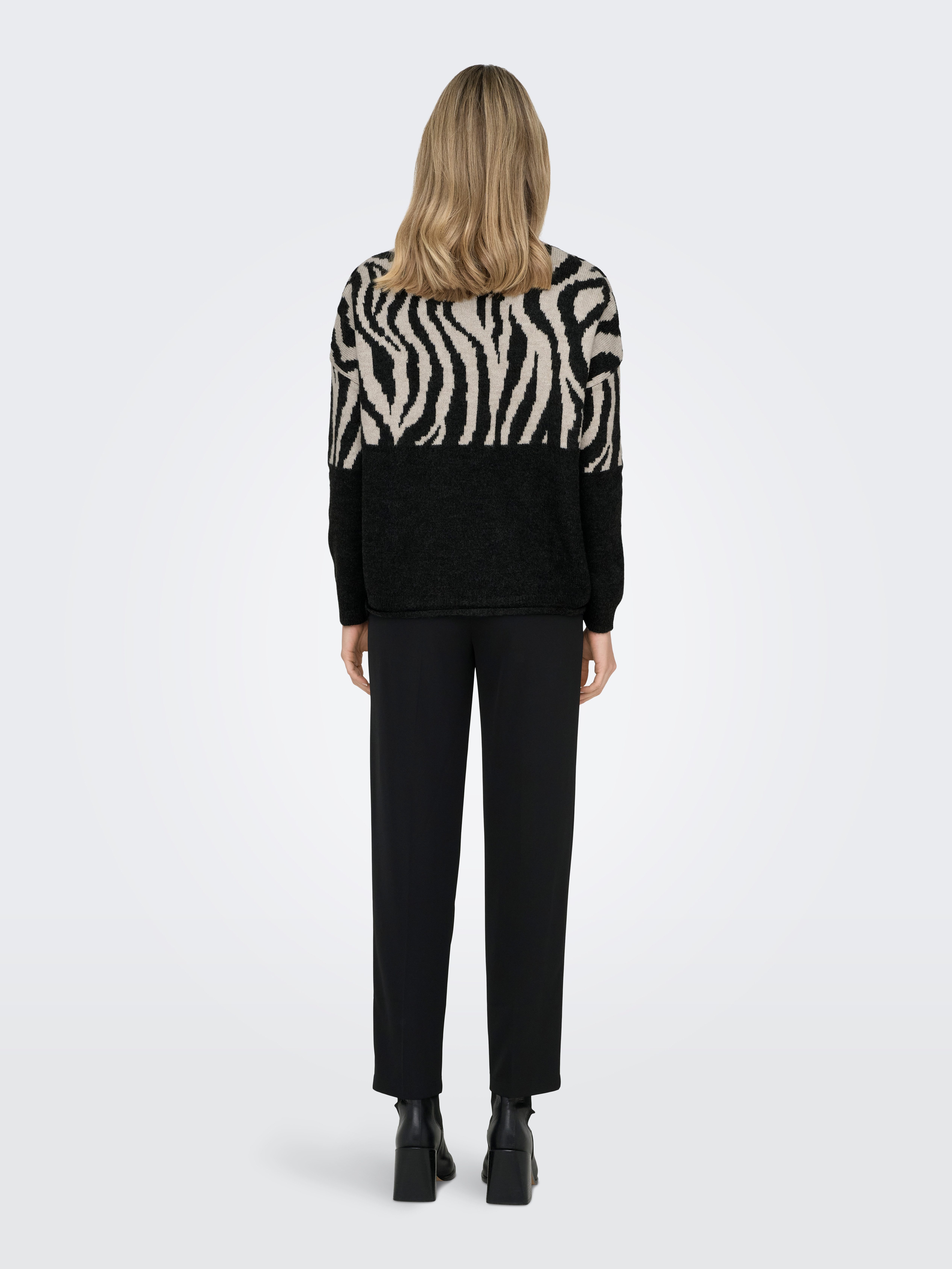 Only Trui met ronde hals ONLJADE ZEBRA LS O-NECK CC KNT