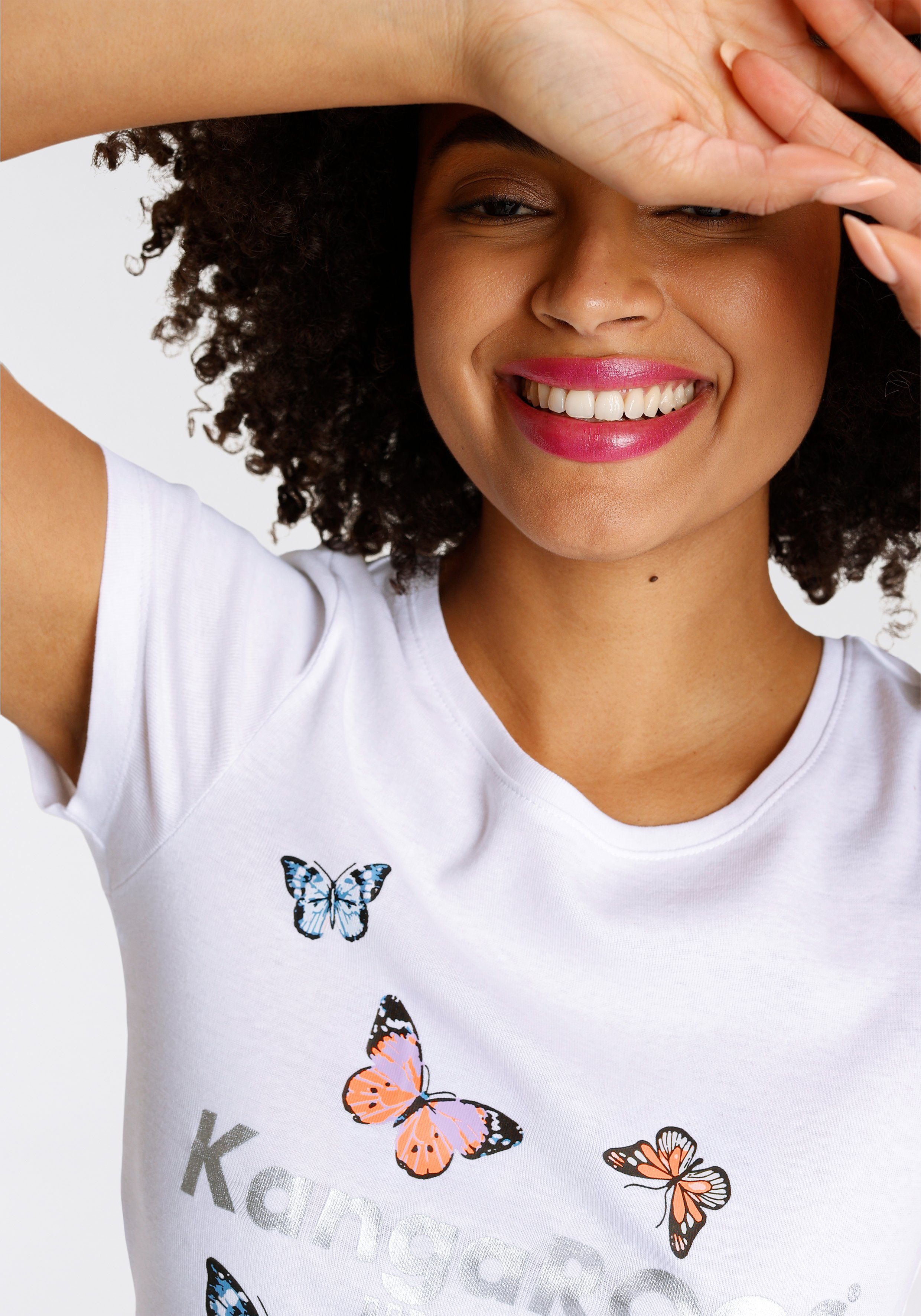 KangaROOS T-shirt Korte mouwen, lichaamsnauwkeurige pasvorm, van ribstof