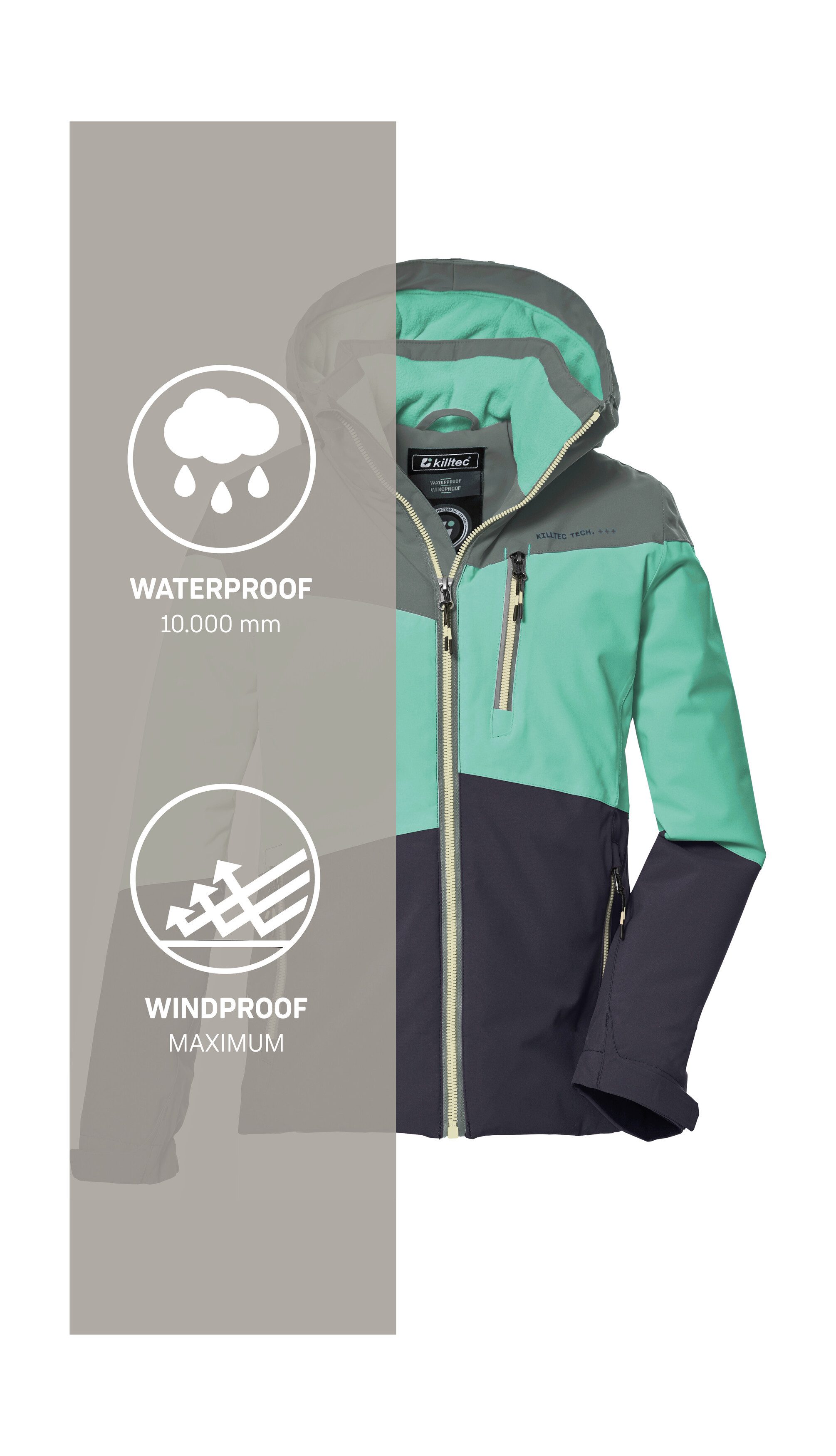 Killtec Outdoorjack KOW 170 GRLS JCKT Functionele jack met capuchon en sneeuwvang, waterdicht