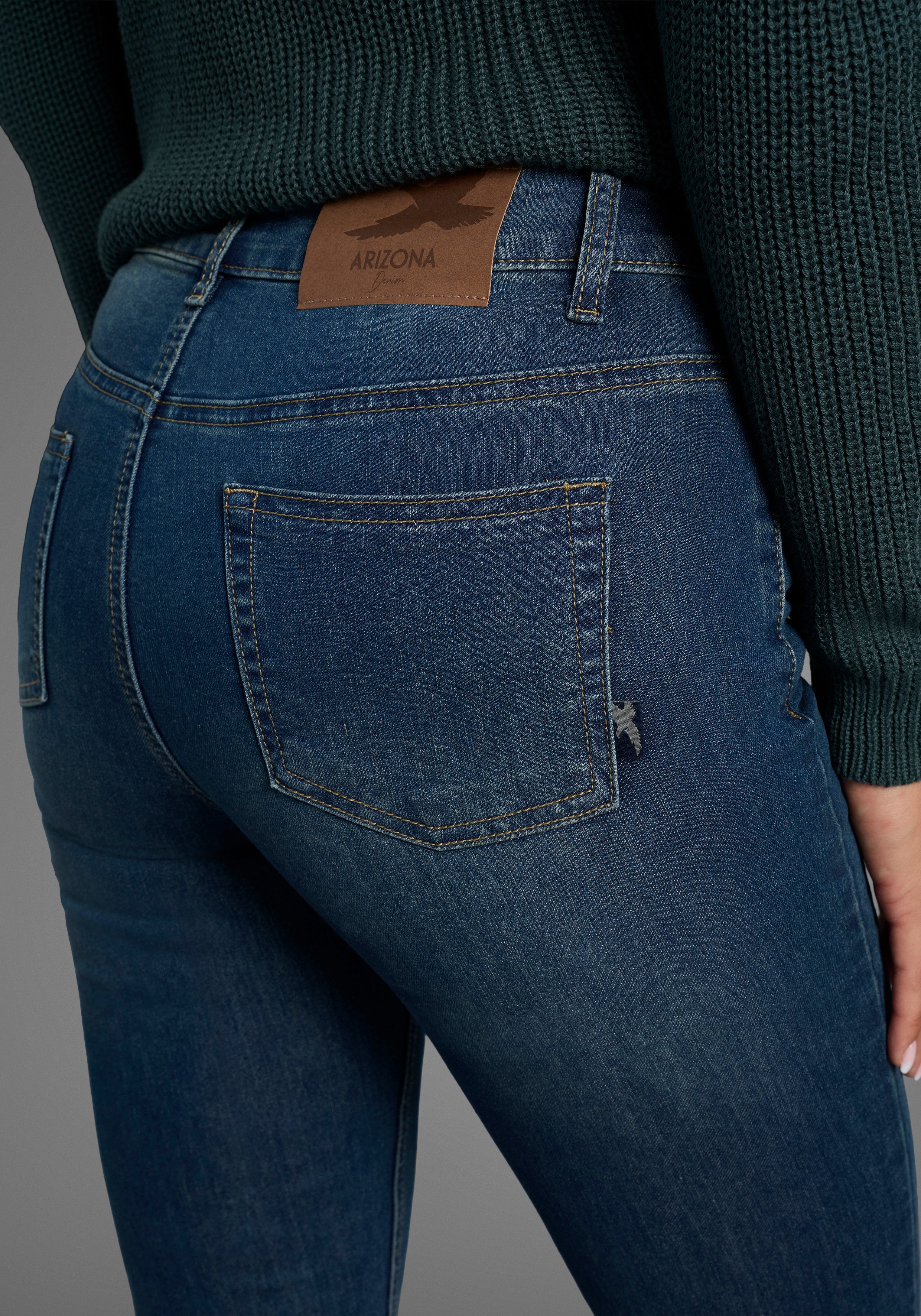 Arizona Bootcut jeans Shaping elastische pasvorm, bootcut-pasvorm, used-wassing, hoge taille