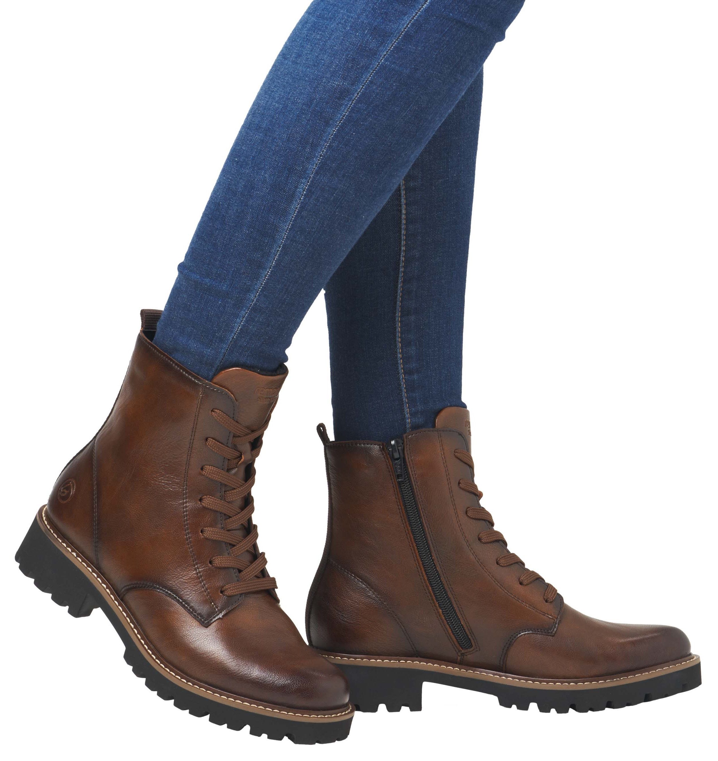 Remonte Veterschoenen blokhak, veterschoen, enkellaars in used look