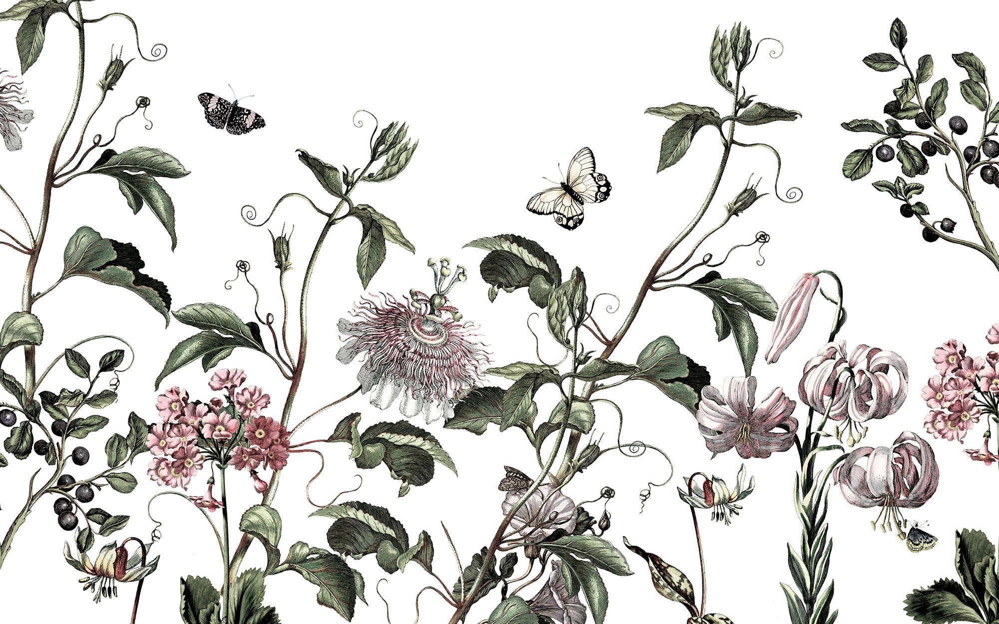 Komar Fotobehang Digitale print vlies - Paradis de Papillons - Afmeting 400 x 250 cm (1 stuk)