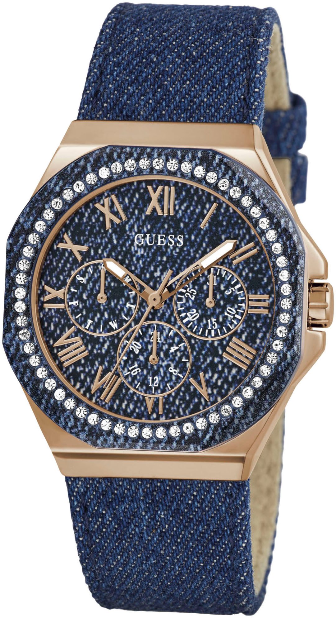 Guess Multifunctioneel horloge Glaze Quartzhorloge, horloge, damenuur, datum, 12/24-uurs weergave, analoog