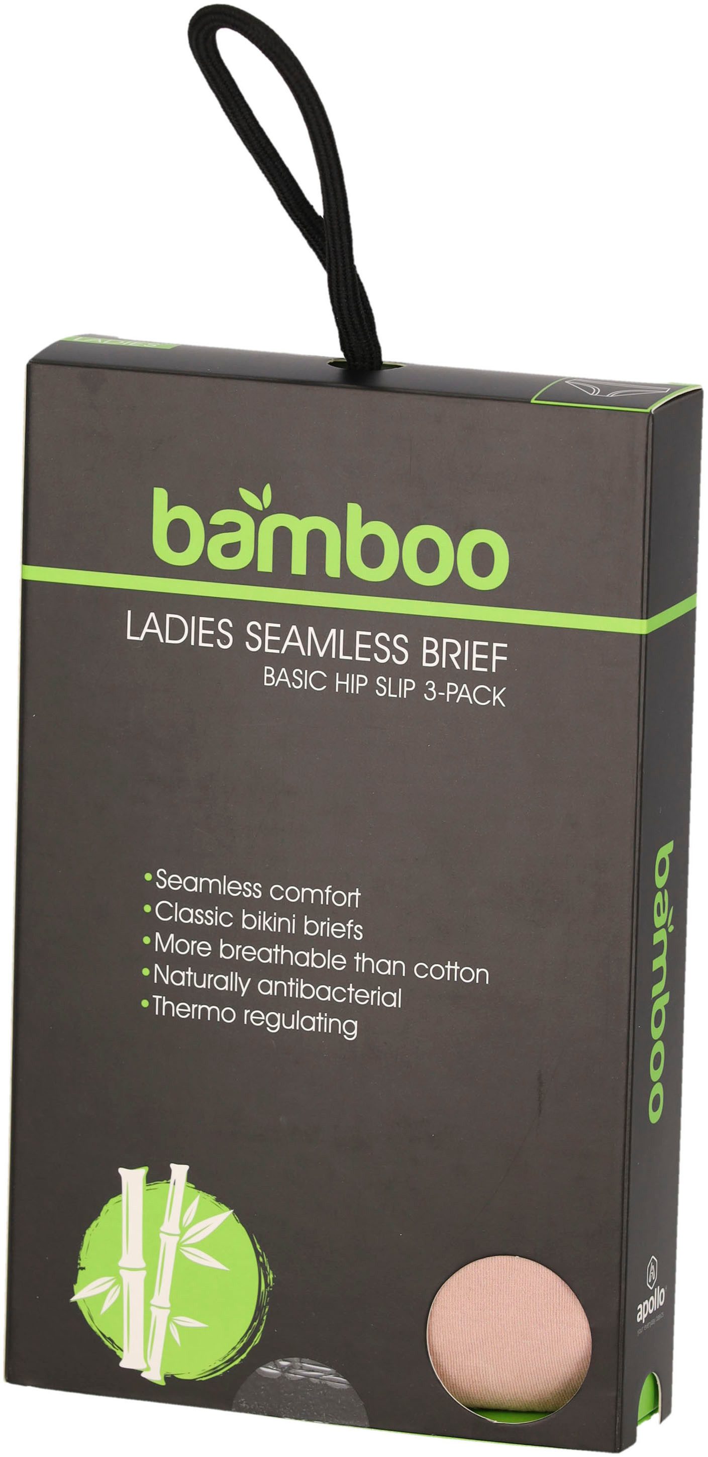 Apollo Hipster Naadloze bamboe taille- heup-slip zacht en comfortabel! (Set van 3)